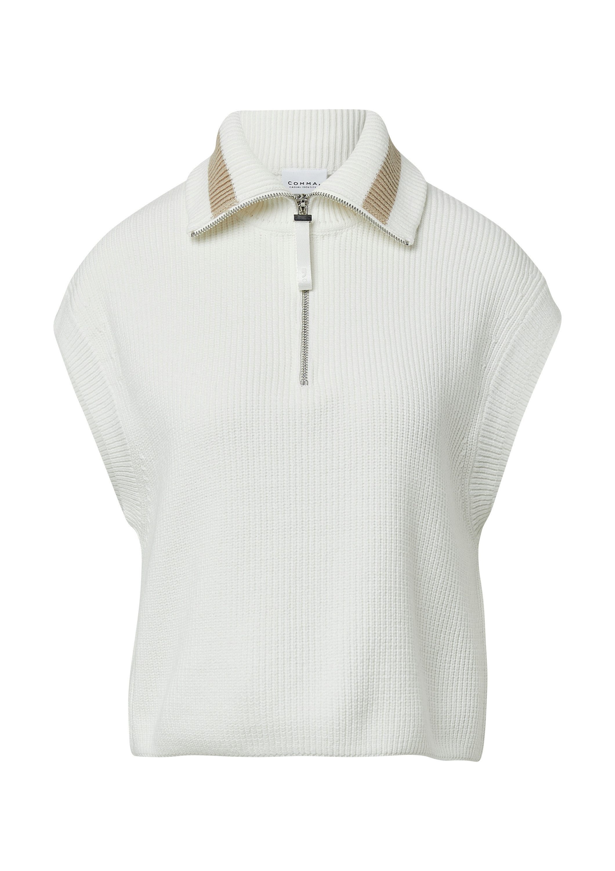 comma Rundhalspullover Strickjacke Pullunder mit Troyer-Kragen günstig online kaufen