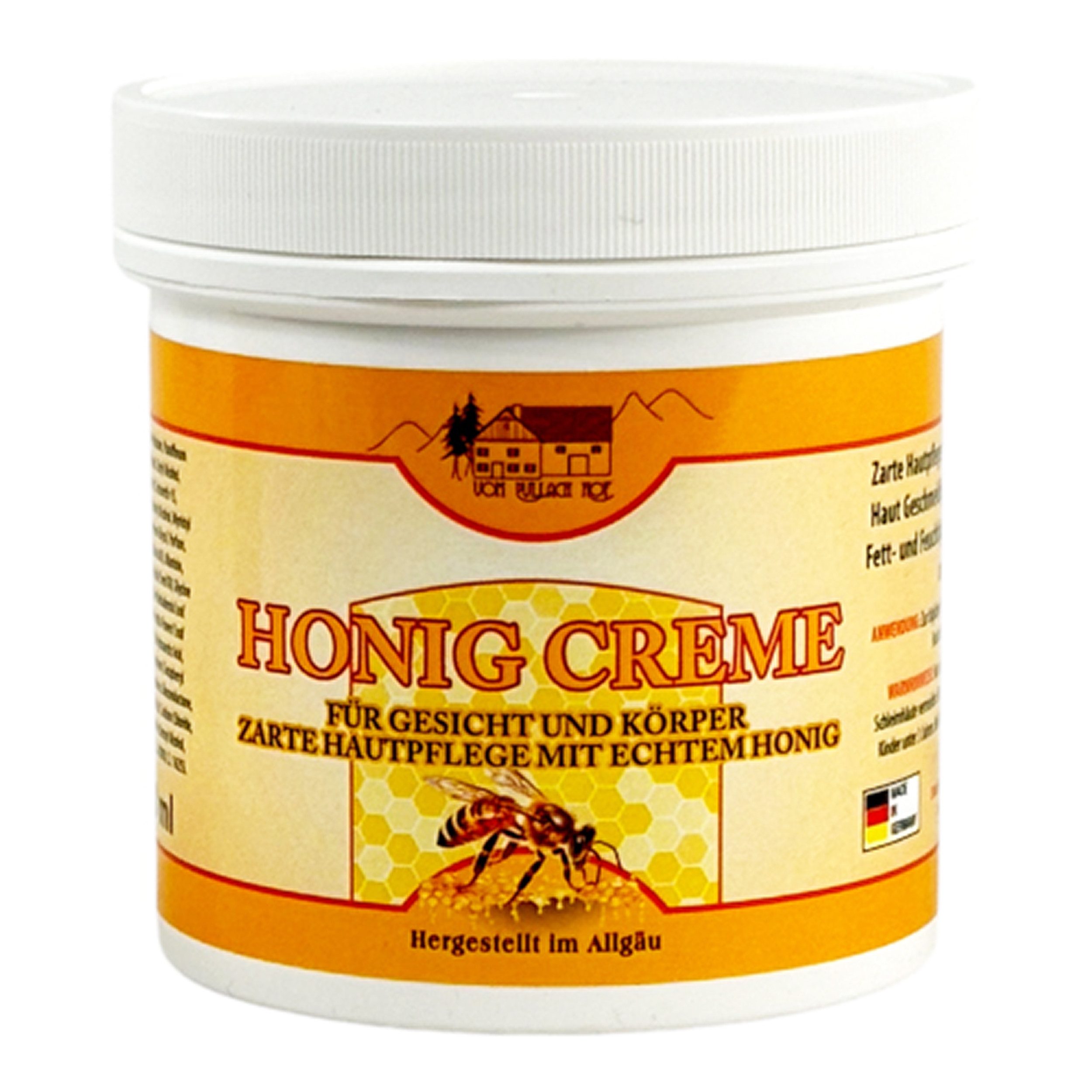 vom Pullach Hof Feuchtigkeitscreme HONIG CREME 250ml Allgäu für Gesicht und Körper Feuchtigkeitscreme 39, zarte Hautpflege Hautcreme Haut Pflege