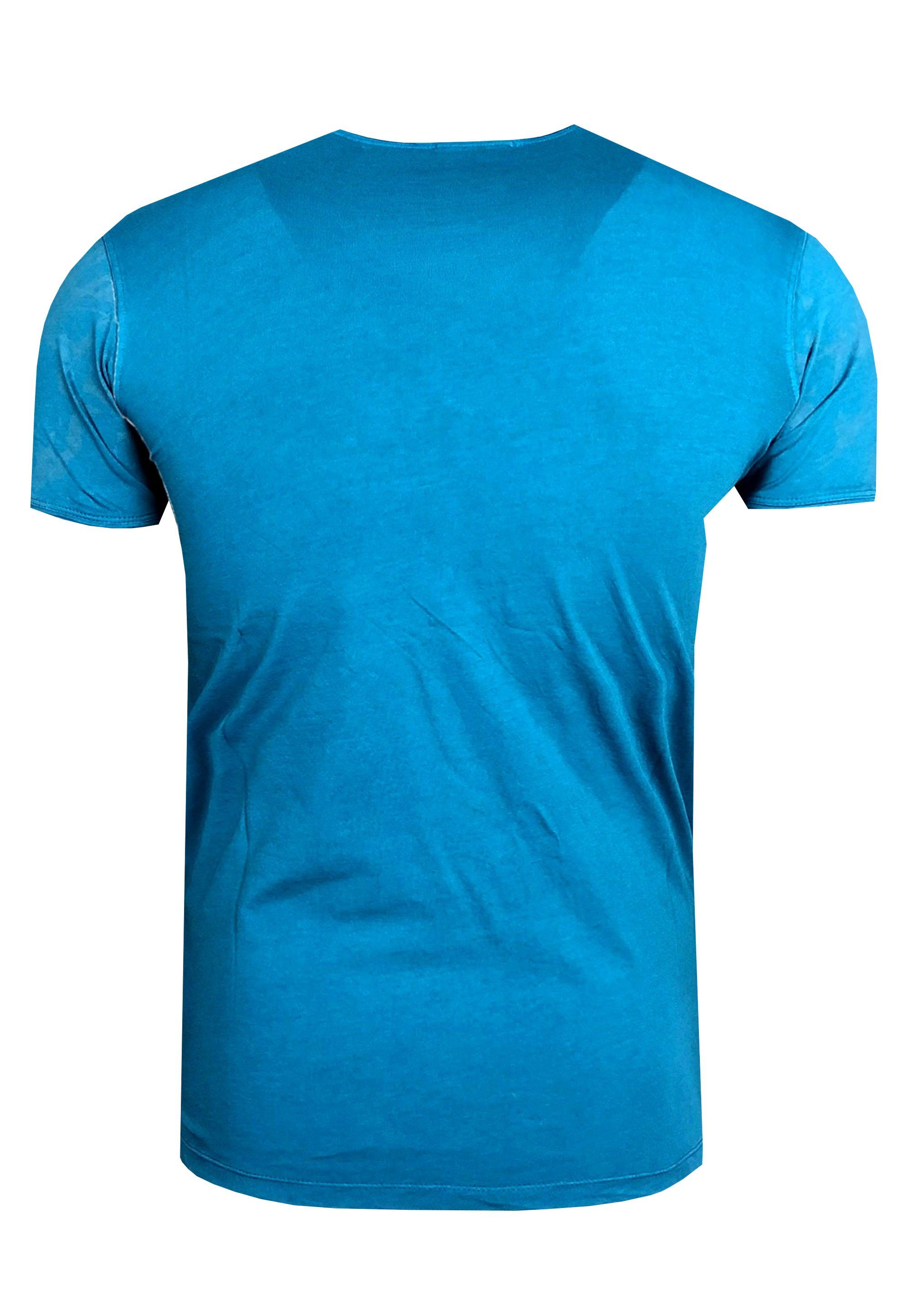 T-Shirt mit aufwendigem petrol Strass-Design Neal Rusty