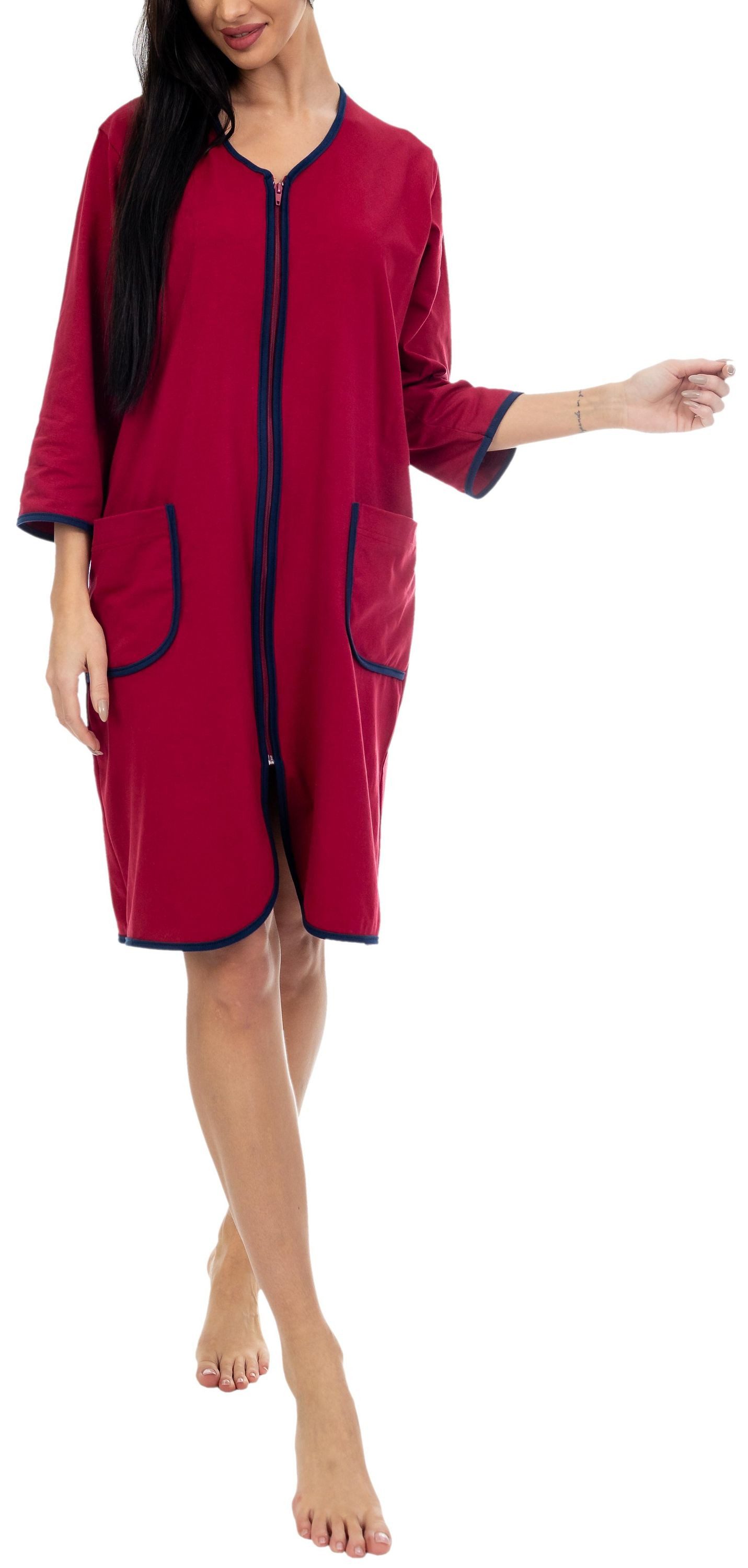 Aquarti Damenbademantel Damen Bademantel Morgenmantel Reißverschluss günstig online kaufen