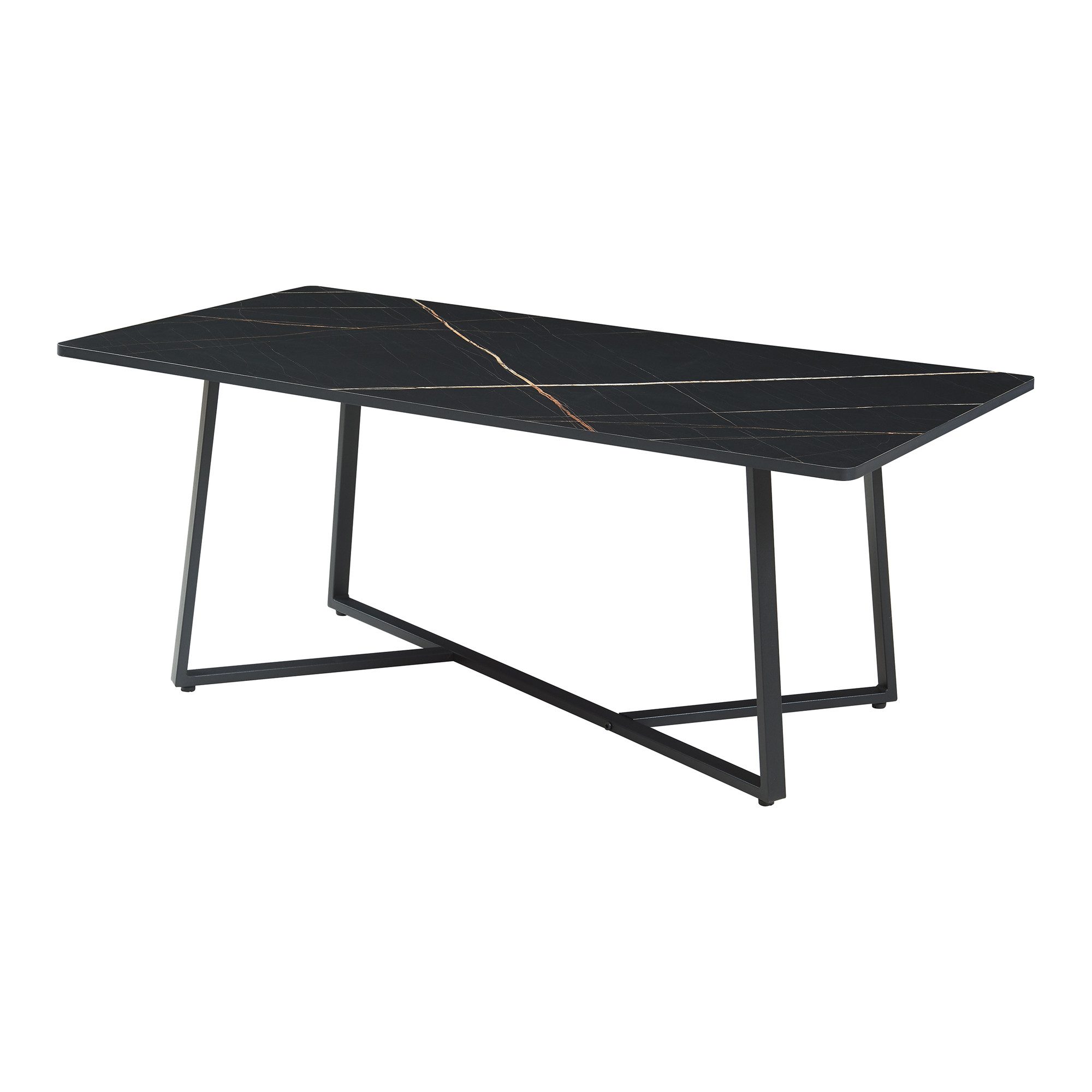 en.casa Couchtisch, »Riskiften« mit Metallgestell 120 x 60 x 48 cm Marmoroptik, schwarz