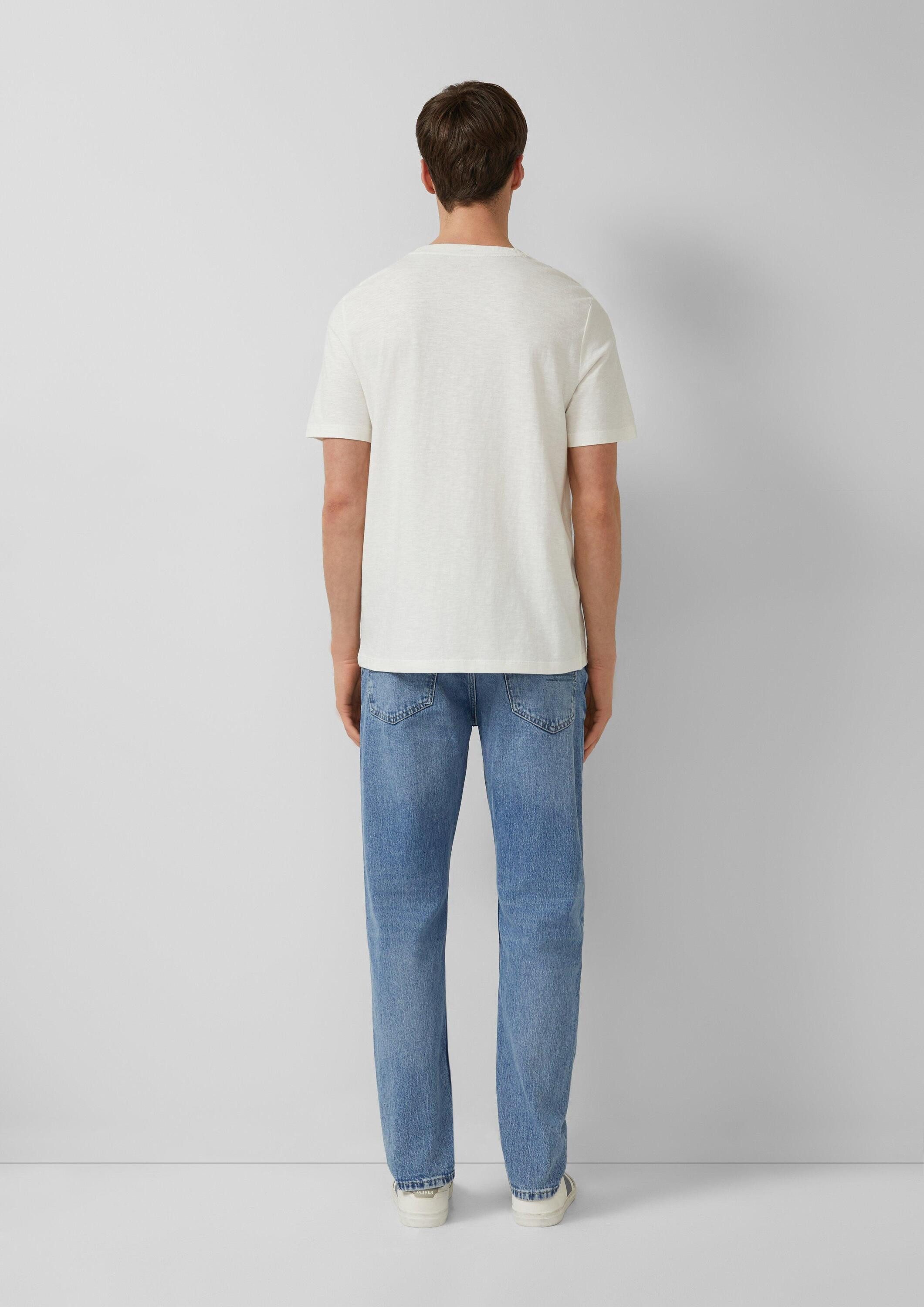 s.Oliver Kurzarmshirt T-Shirt Henley-Shirt in Flammgarnstruktur