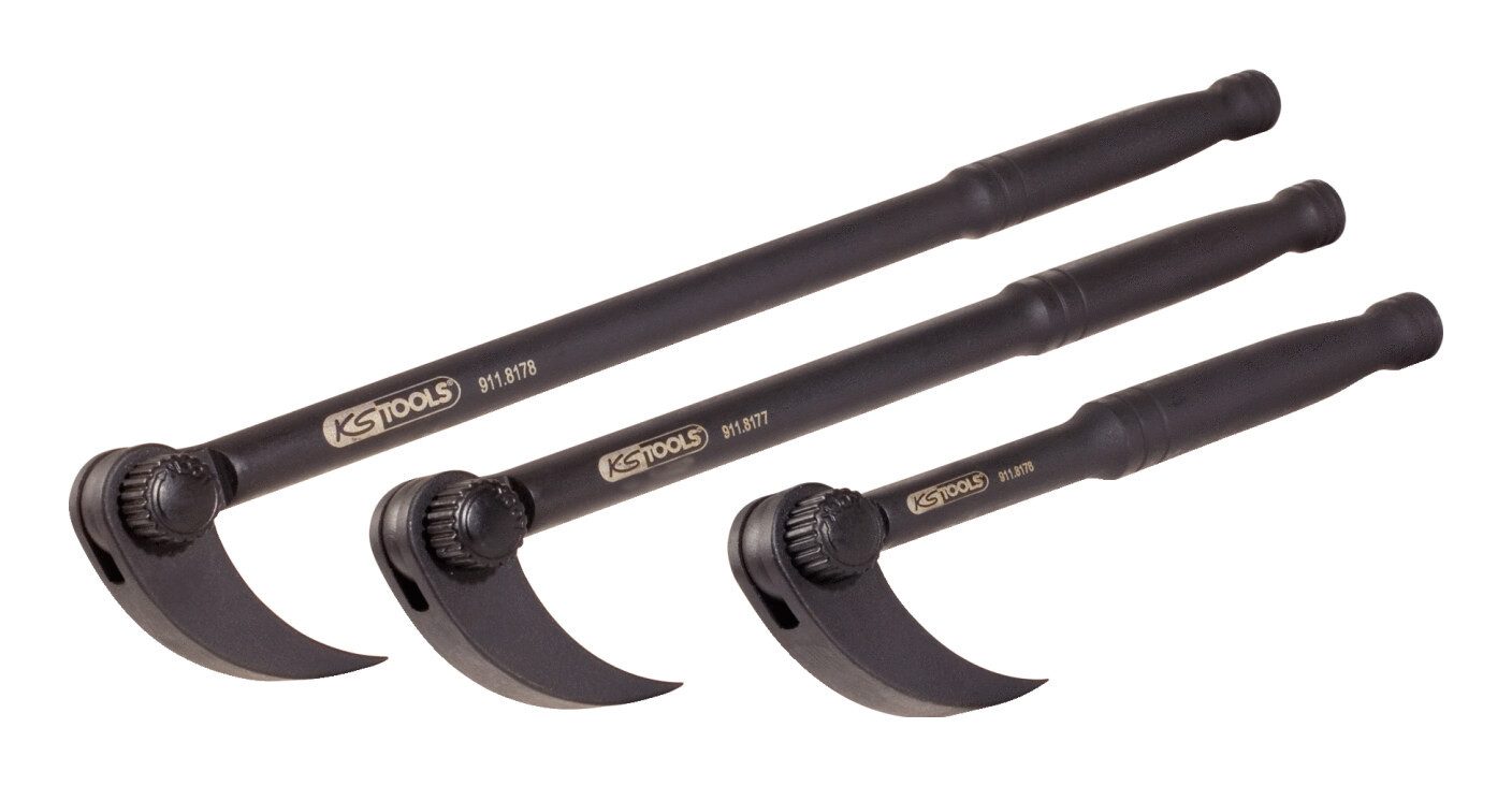 KS Tools Brechstange, (3-tlg), Gelenk-Rollkopf-Hebeleisen-Satz, 3-teilig