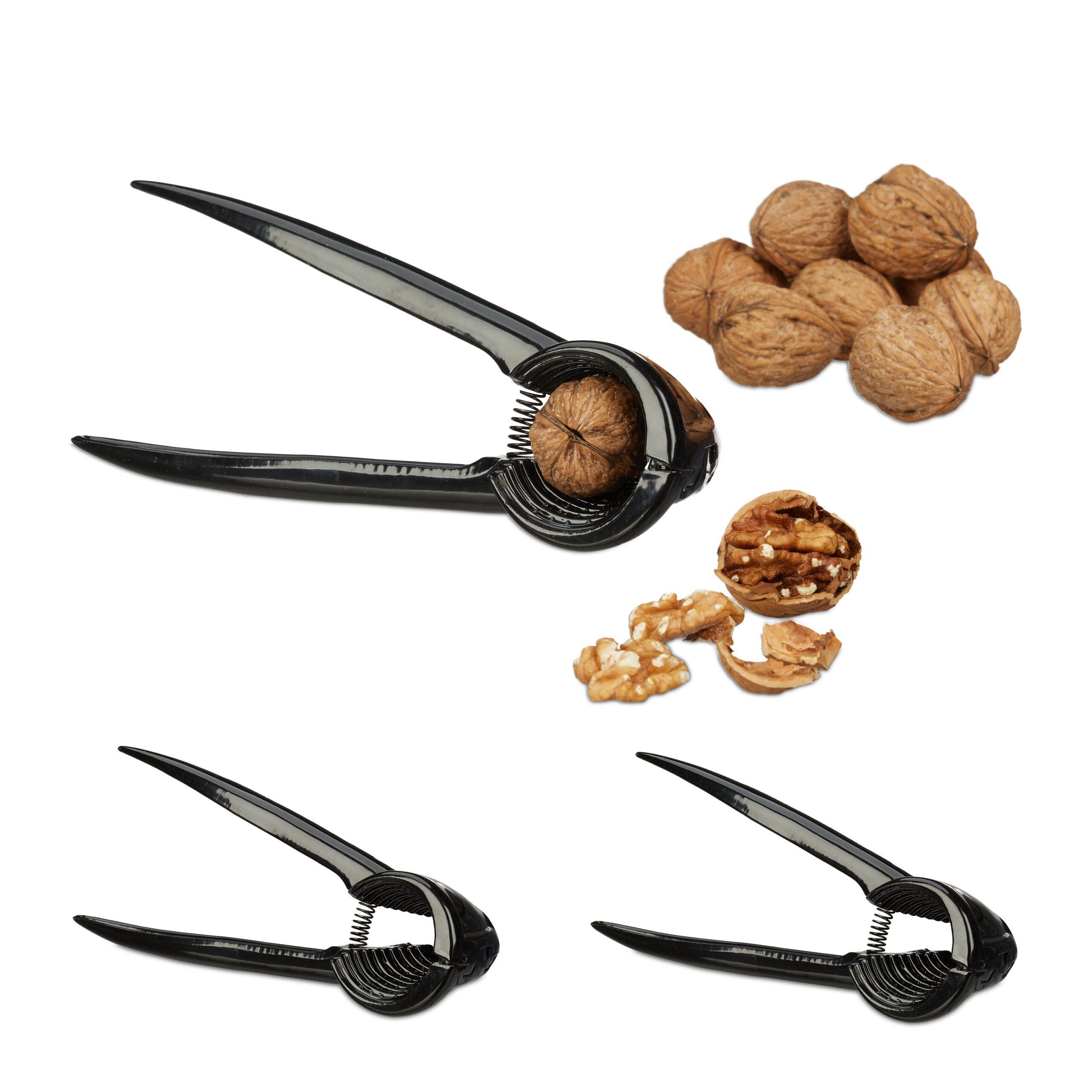 relaxdays Nussknacker 3er Set schwarz