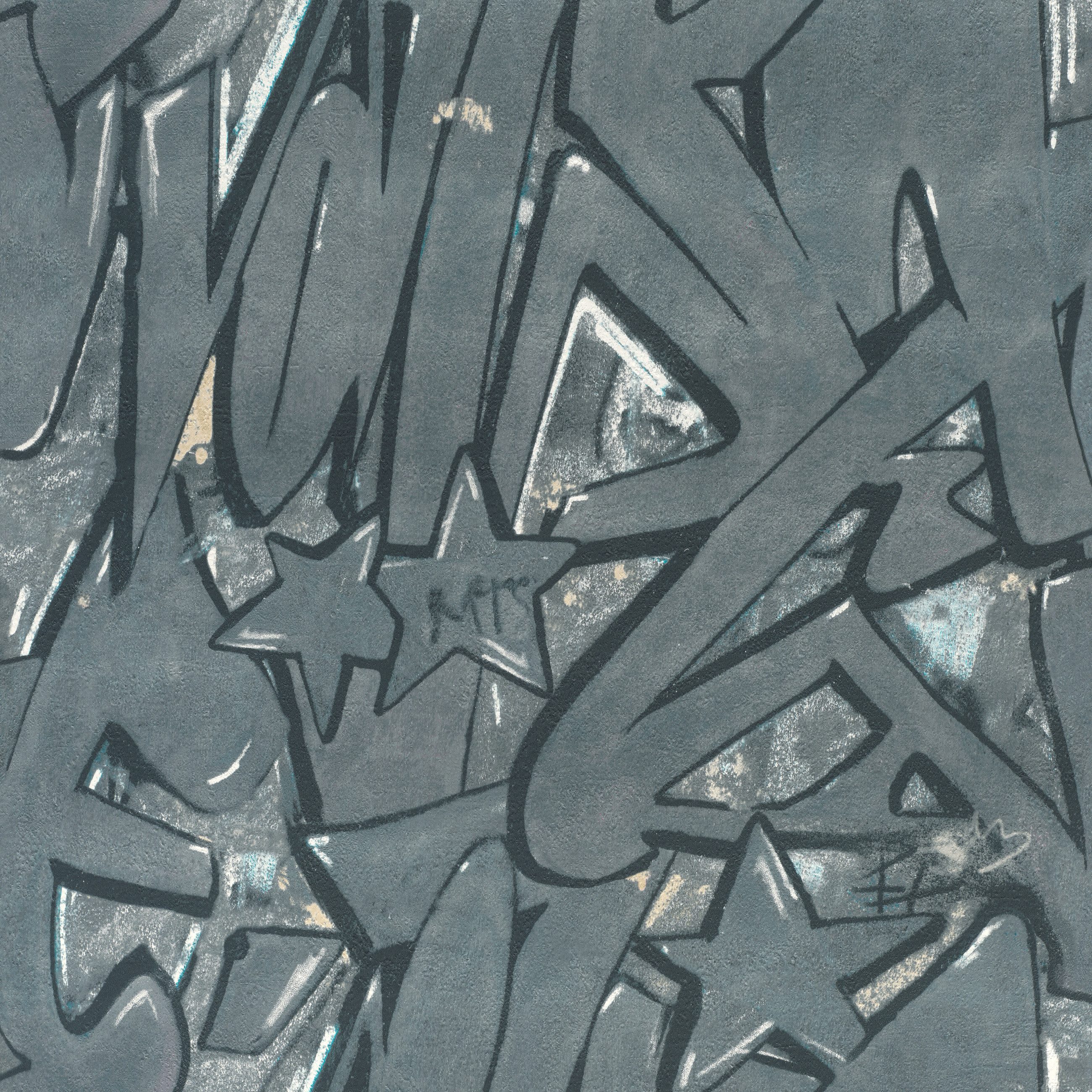 Rasch Papiertapete Graffiti in Grau, bedruckt, (1 Rolle, 1 St., 10,05 m x 0,53 m), Lichtbeständige Farben - Feucht abwischbar