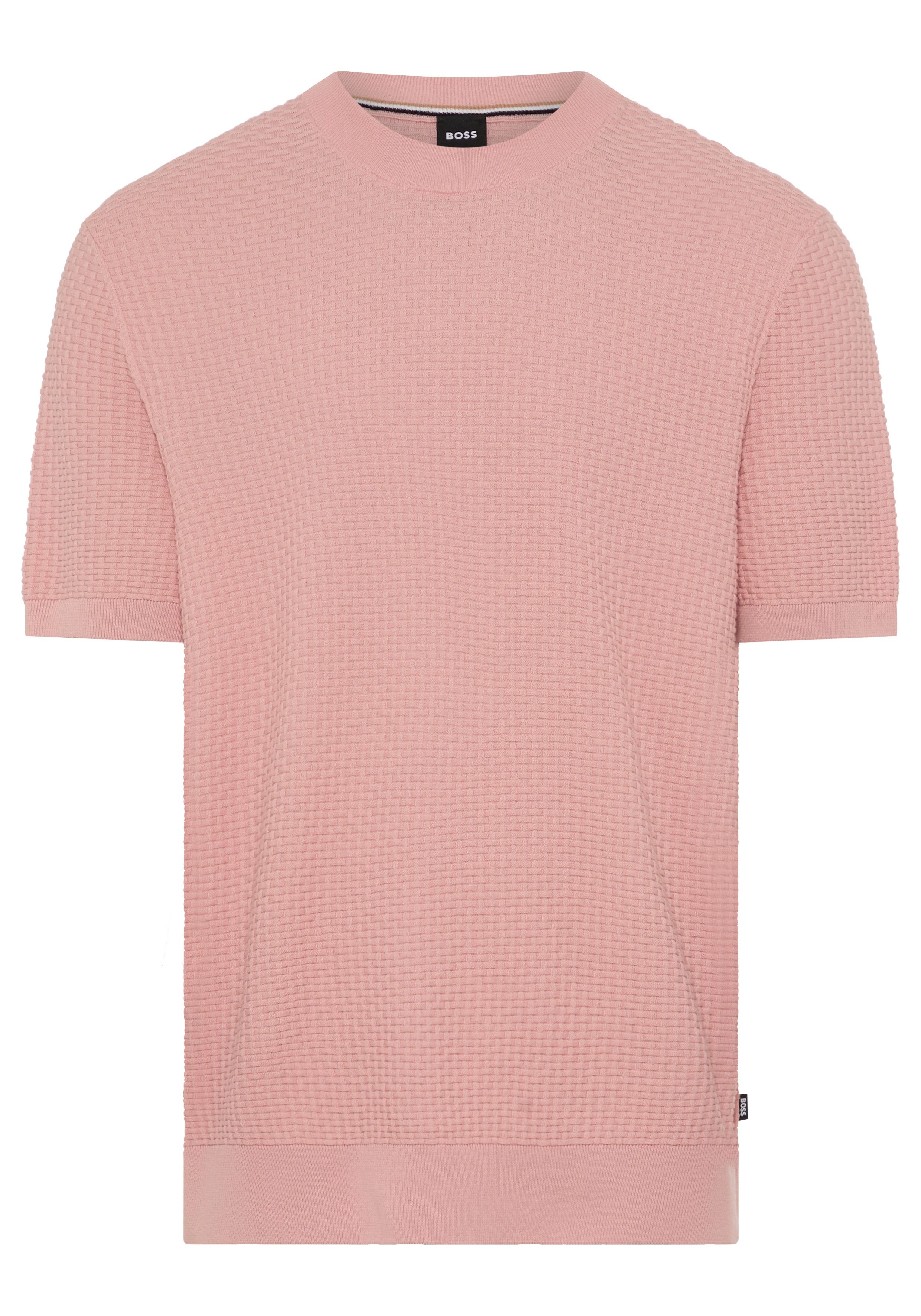 BOSS Kurzarmpullover Nilton Premium Menswear Business-Casual-Look, Strukturstrick-Material