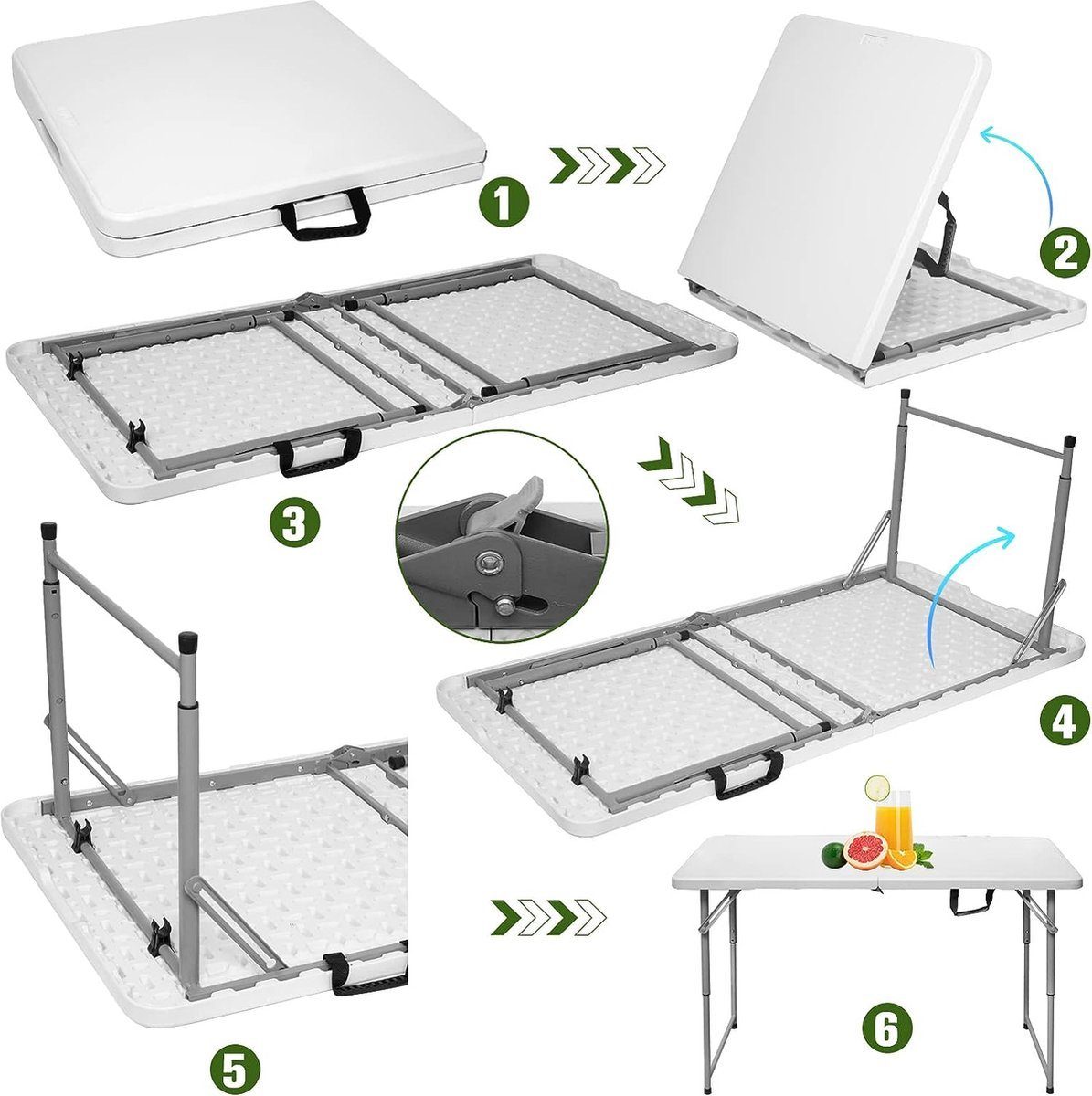 - Klappbarer (Markttisch Weiß/Grau Camping-Tisch 120*60CM - Tapeziertisch), Klappbarer Klapptisch Tisch Tisch BOTC Multifunktionstisch