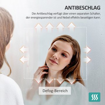 EMKE Badspiegel EMKE Badspiegel mit Beleuchtung LED Badezimmerspiegel Wandspiegel, mit Touch, Antibeschlage, Dimmbar, Memory-Funktion, Neutrale Licht