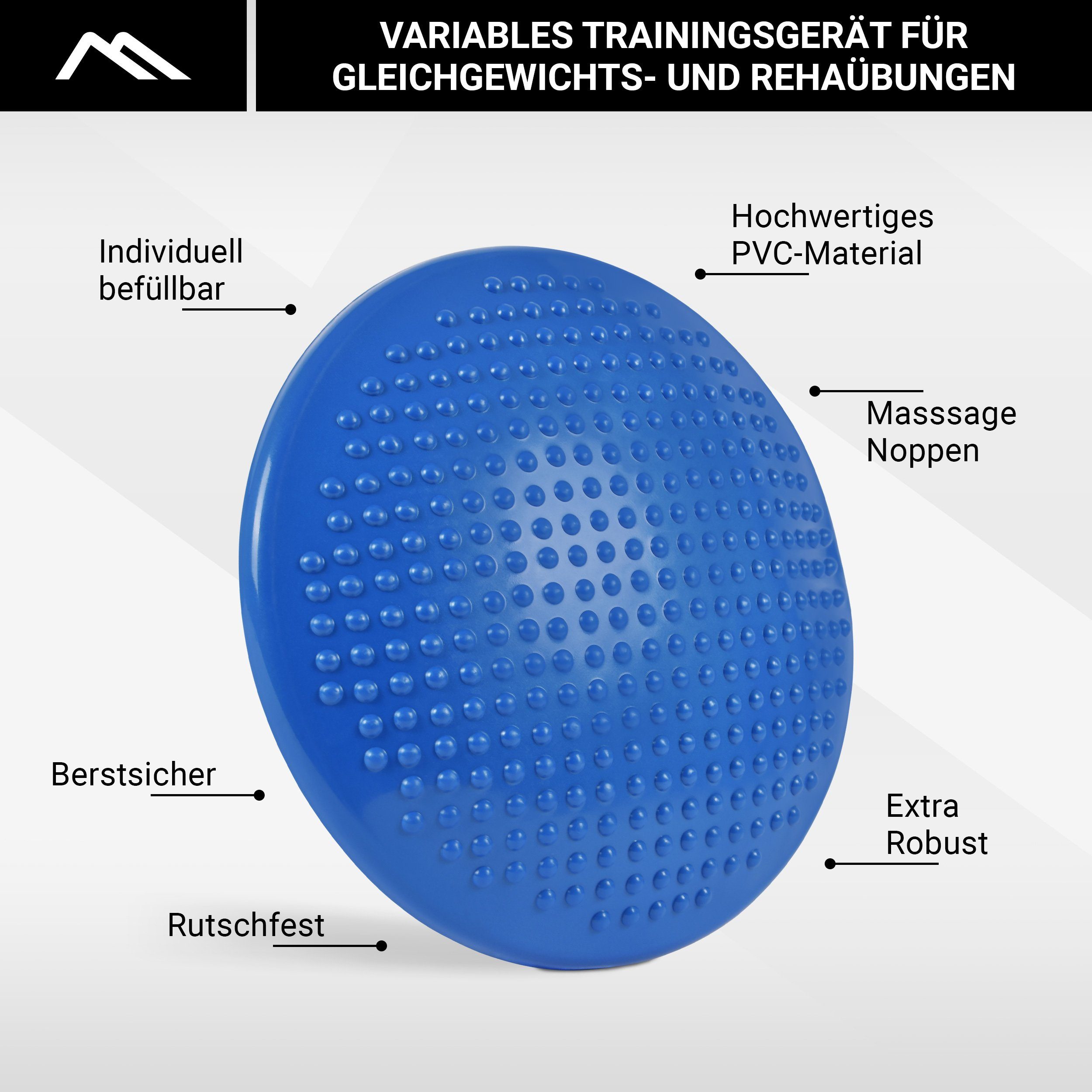 Übungsposter Ballsitzkissen ca. cm Durchmesser Stabilisations-Therapiegerät Blau inkl. MSports® Pumpe 32 und