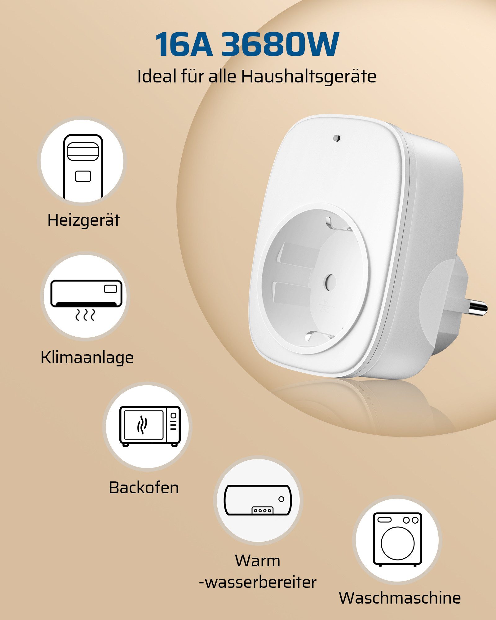 DEWENWILS Funksteckdose mit Fernbedienung, max. 3680 W, 3-St., 30-50m Reichweite