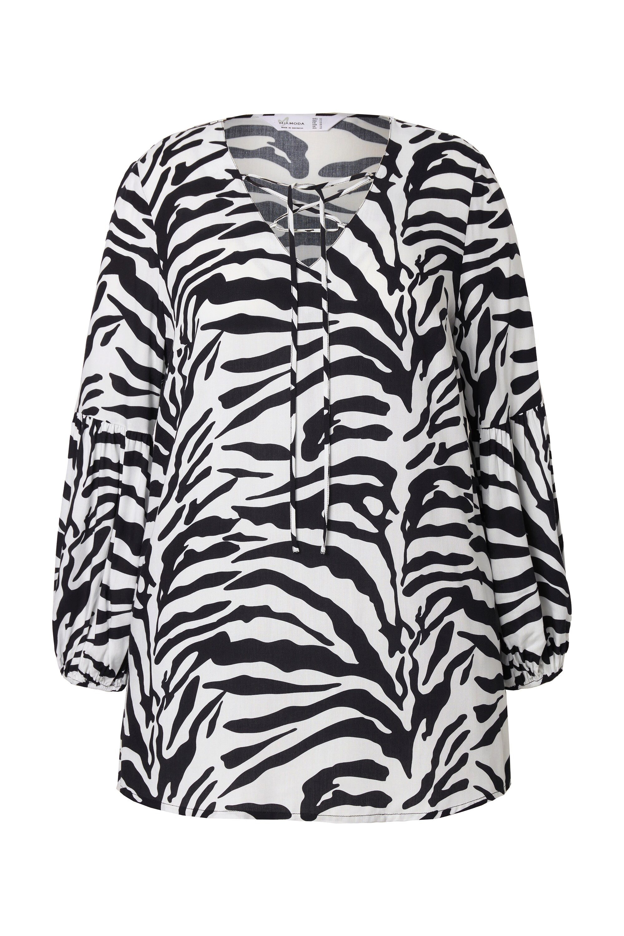 MIAMODA Satinbluse Schlupfbluse A-Linie Musterstreifen Ballon-Langarm günstig online kaufen
