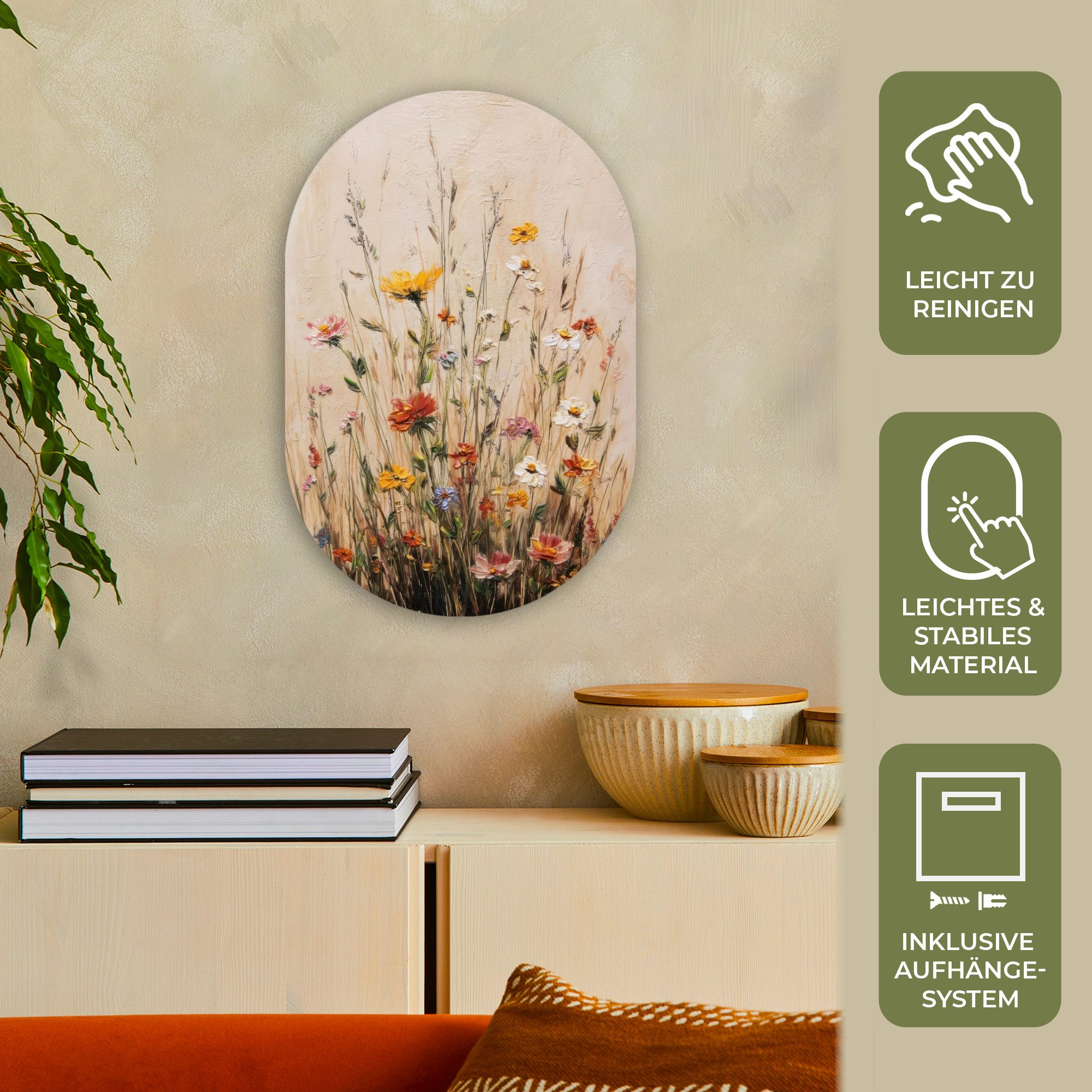 MuchoWow Gemälde Wildblumen - Pinselstriche - günstig online kaufen