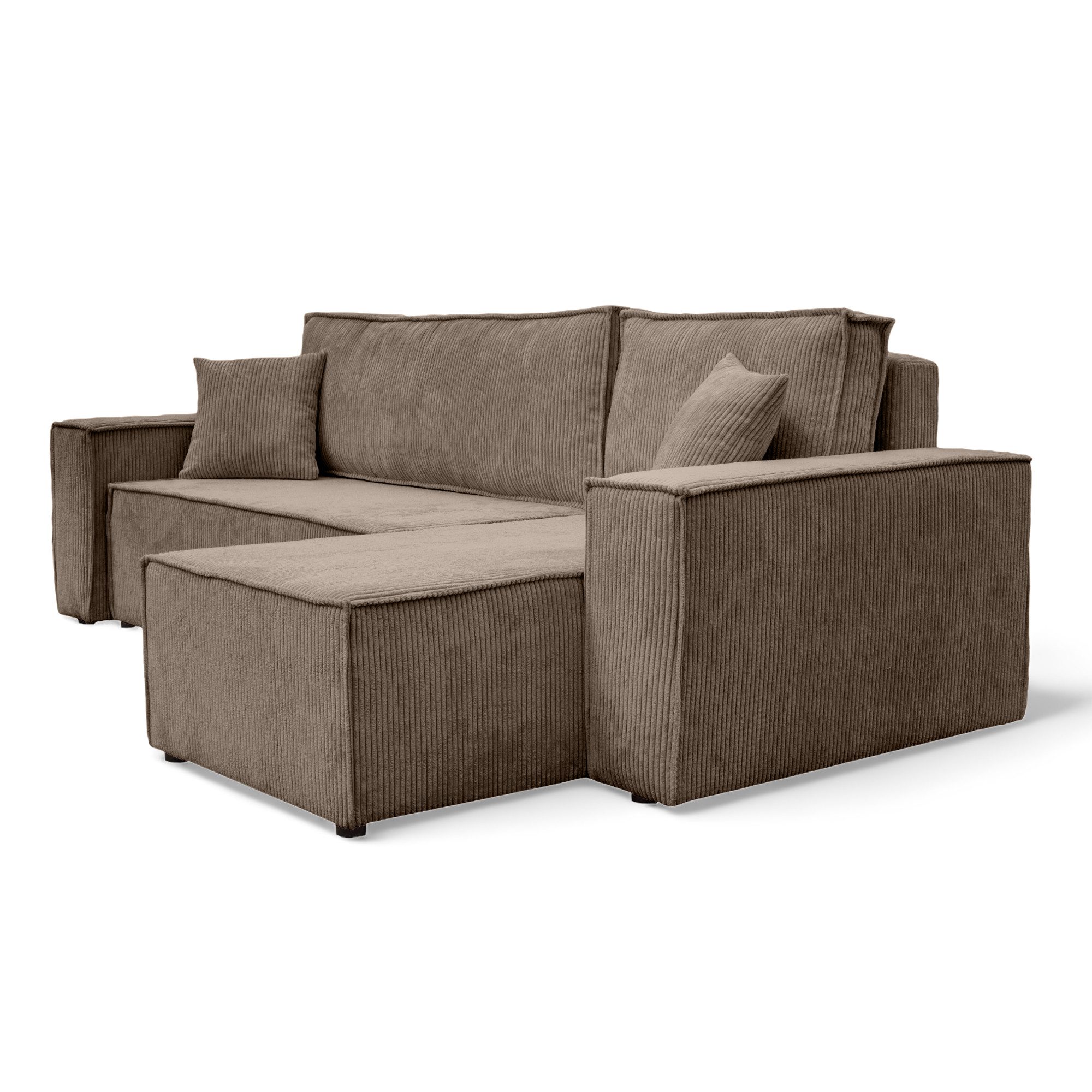 M-Punkt24 Ecksofa COMO, mit Bett Sofa Schlafsofa Ottomane rechts links universell, Cord Schwarz