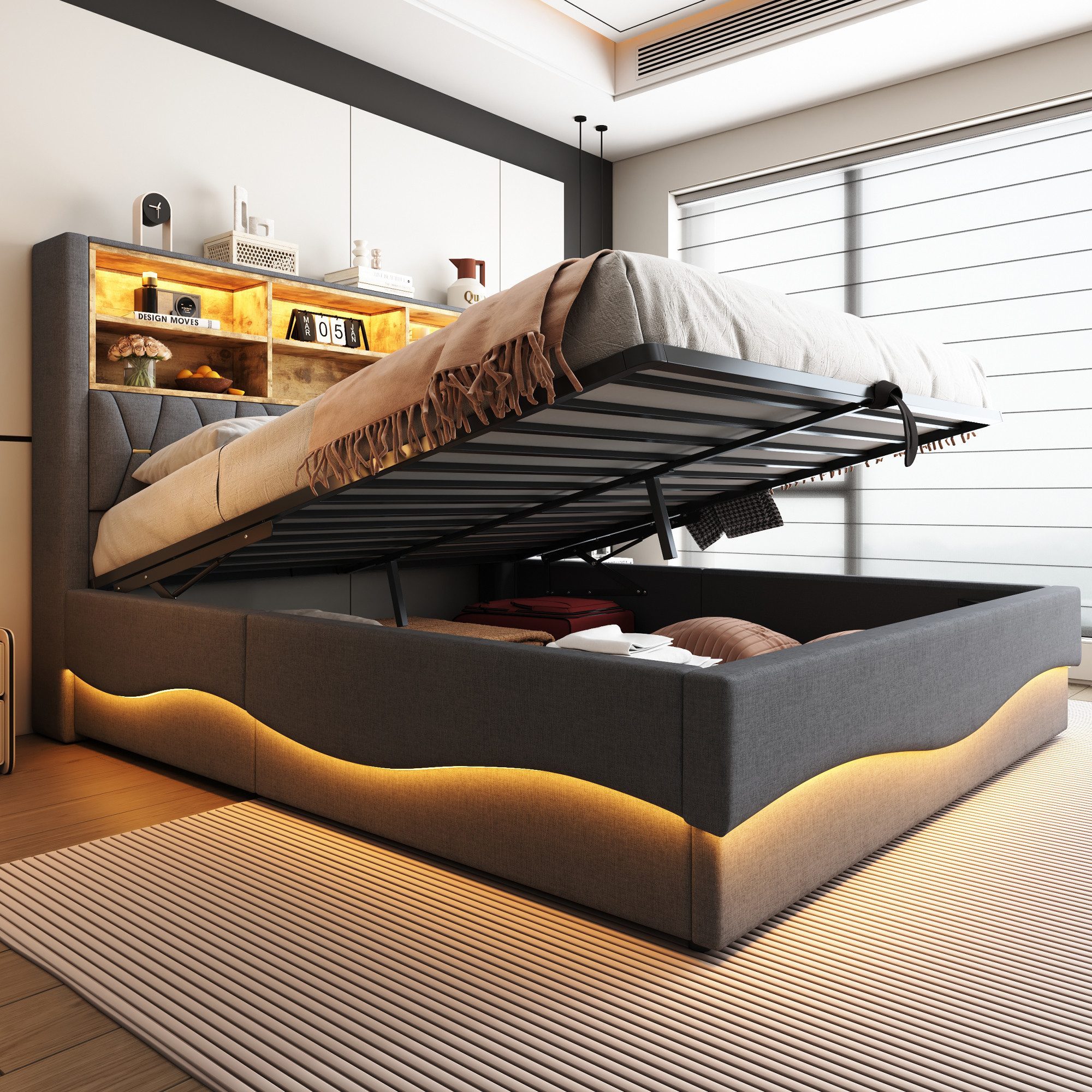 STILVORA Polsterbett 180x200 mit LED&USB,Jugendbett Doppelbett mit Lattenro günstig online kaufen