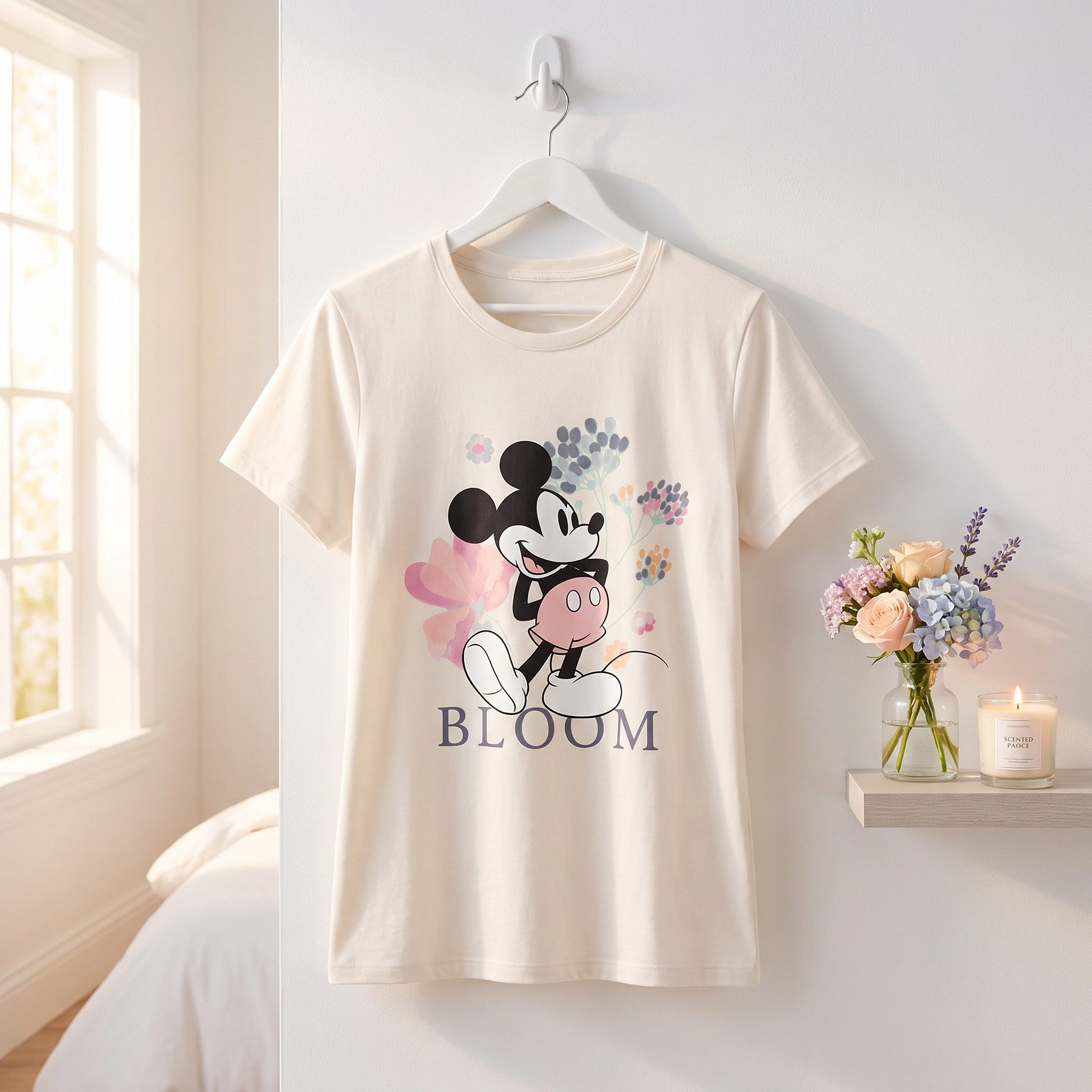 Disney Pyjamaoberteil Disney Mickey Maus Damen kurzarm Schlafshirt Baumwolle – Bild 4 von 5