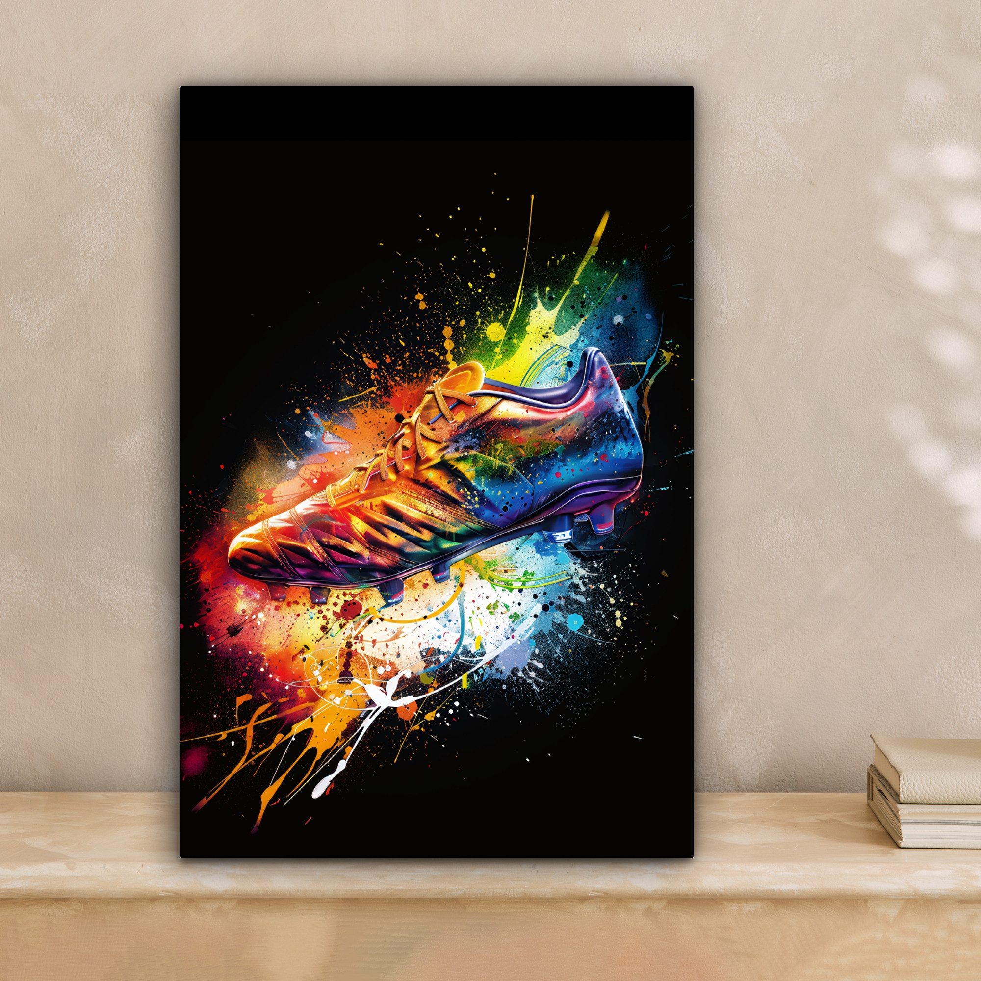 OneMillionCanvasses® Leinwandbild Graffiti - Sport - Fußball - Schuh - Farb günstig online kaufen