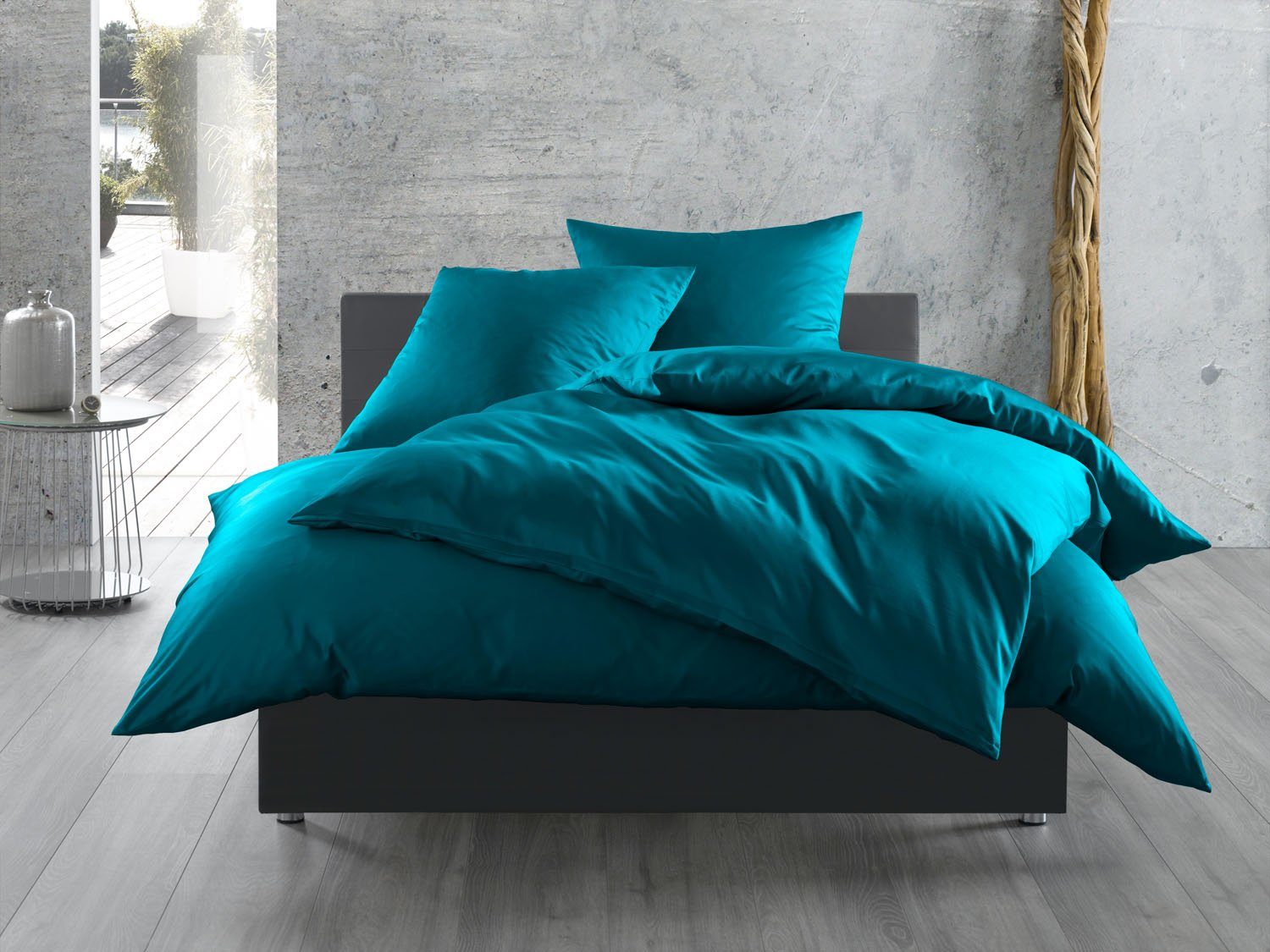 BETTWAESCHE-MIT-STIL Bettwäsche Mako Satin Bettwäsche uni einfarbig, Mako-Satin, 2 teilig
