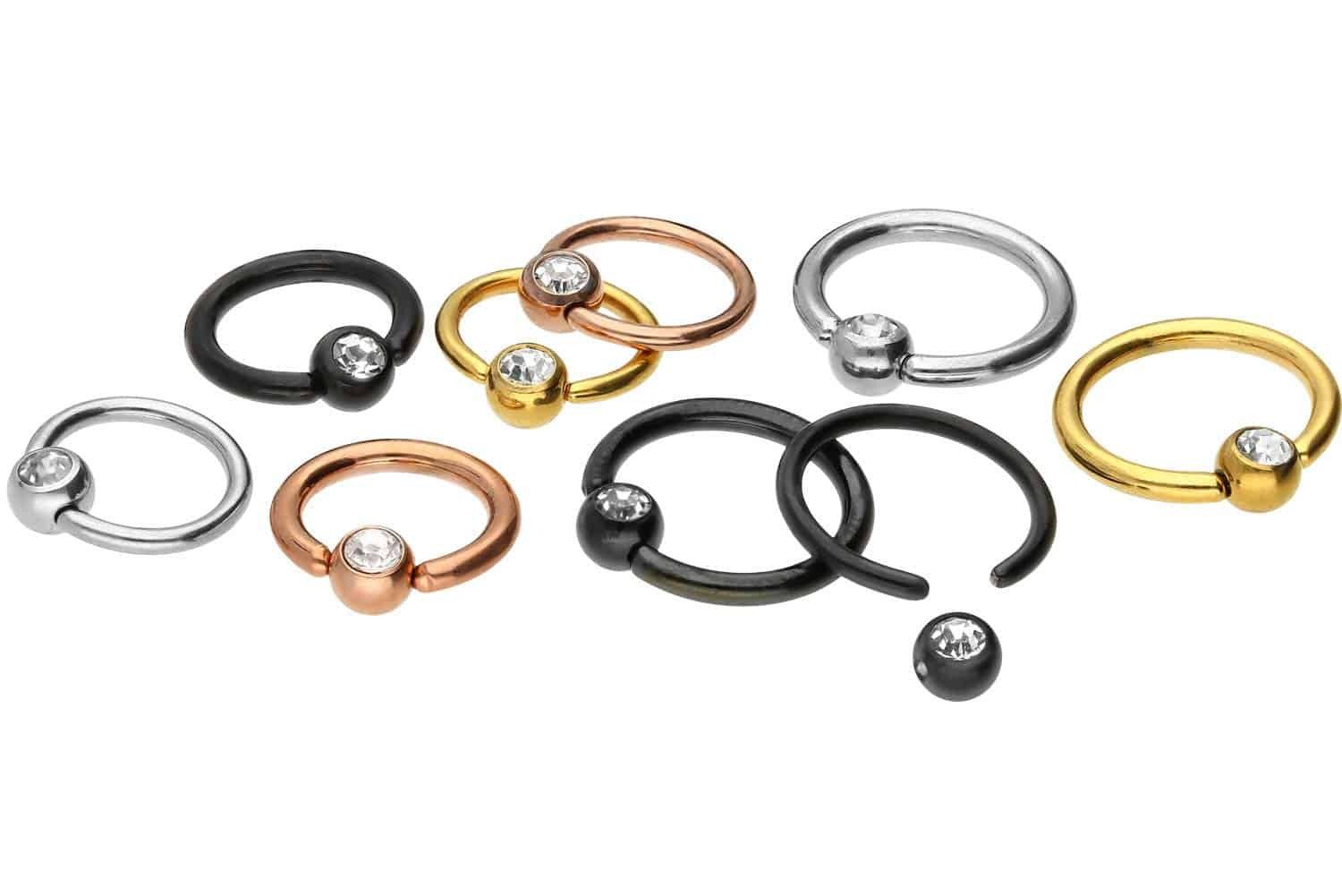 PIERCINGLINE Nasenpiercing Chirurgenstahl Klemmkugelring KRISTALL (Klemm-Ri günstig online kaufen
