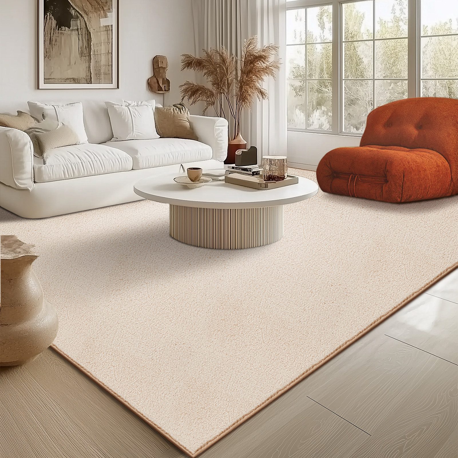 Topfinel Teppich rechteckig, Wohnzimmer Teppich modern rutschfest, Kundenli günstig online kaufen