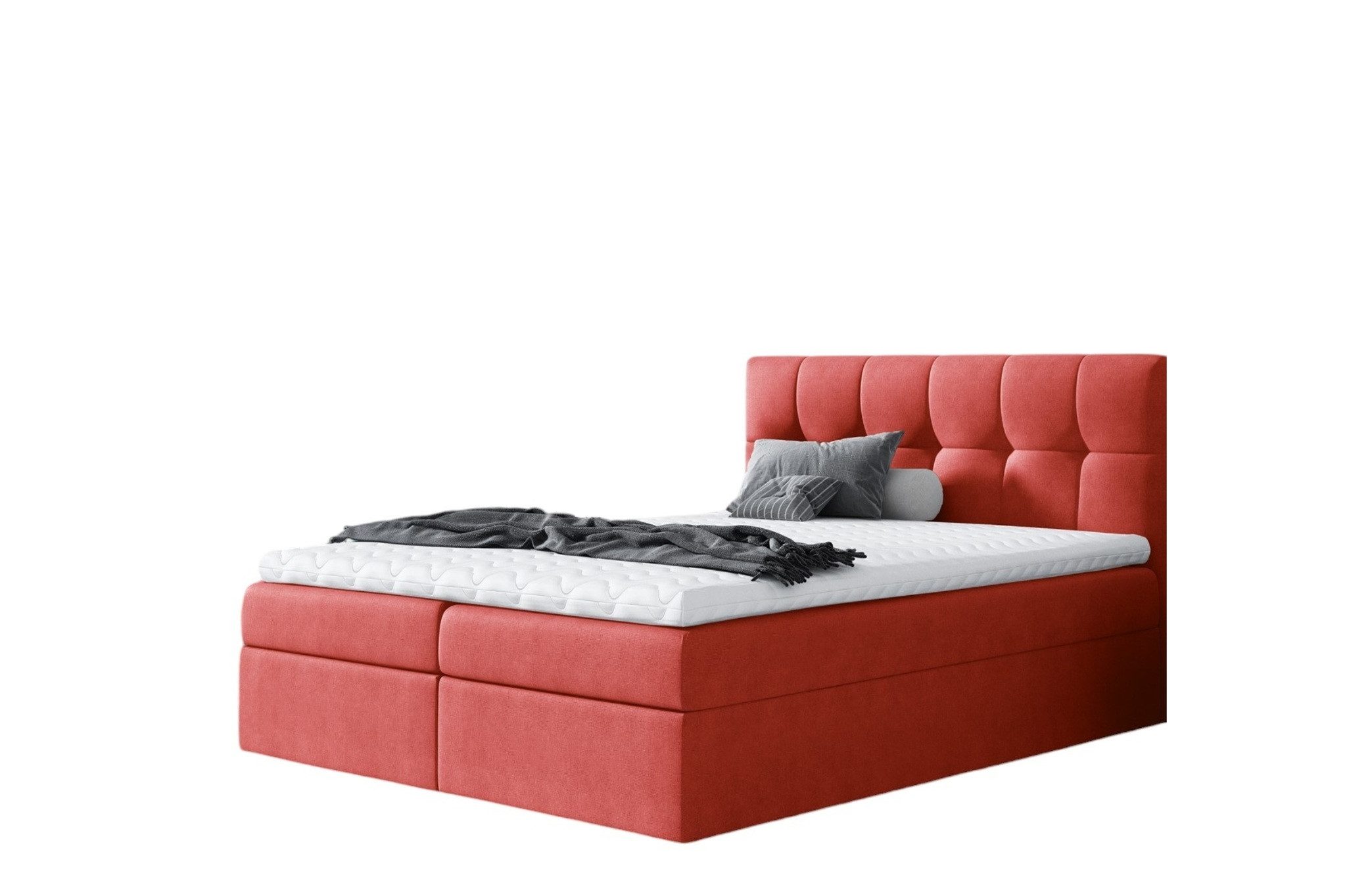 Fun Möbel Boxbett Schlafzimmerbett CARMEN Überlänge Stoff SORO (inkl. Bettkasten, inkl. Kaltschaumtopper)
