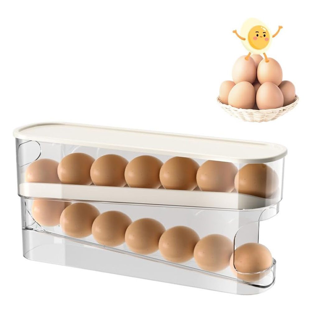 TUWENA Eierkorb 2 Ebenen Automatisch Rollender Eierbehälter, Küchen Organizer für Eier