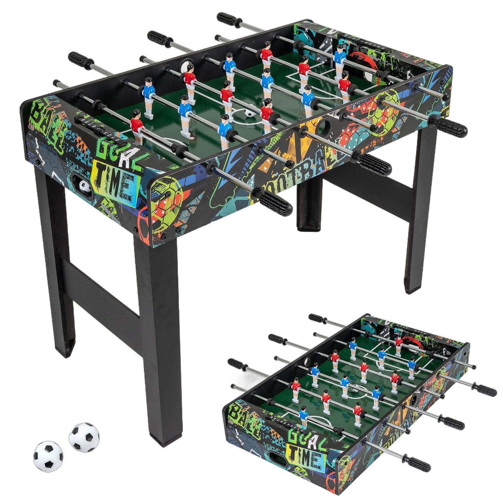 COSTWAY Kickertisch, 2 in 1 Tischfußballspiel mit abnehmbaren Beinen, Holz