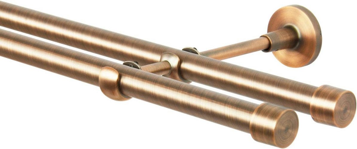 MDEKOR Gardinenstange Vorhangstange 19mm, 2-läufig, 2-läufig Wandmontage, 120 cm Kupfer – Bild 2 von 5
