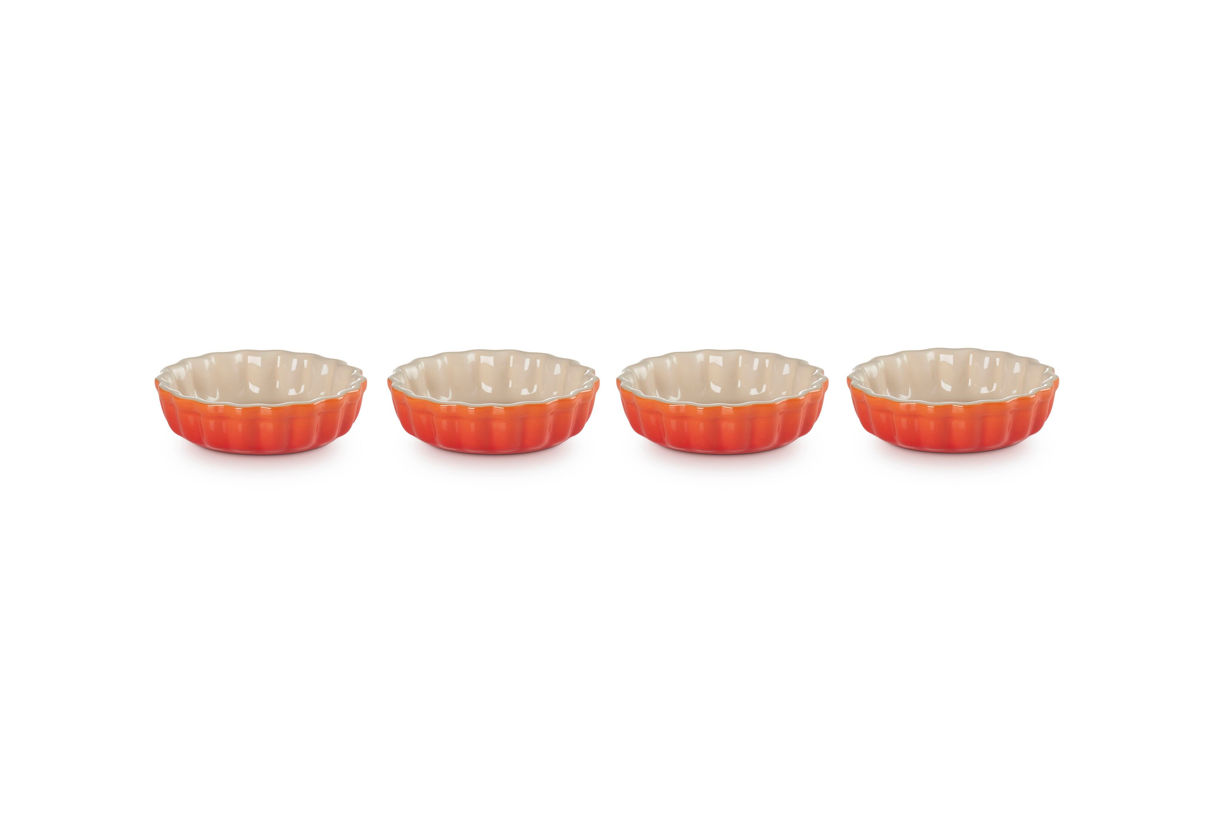LE CREUSET Tarteform 4er-Set Tarteförmchen aus Steinzeug, Je 200 ml/Ø 11 cm