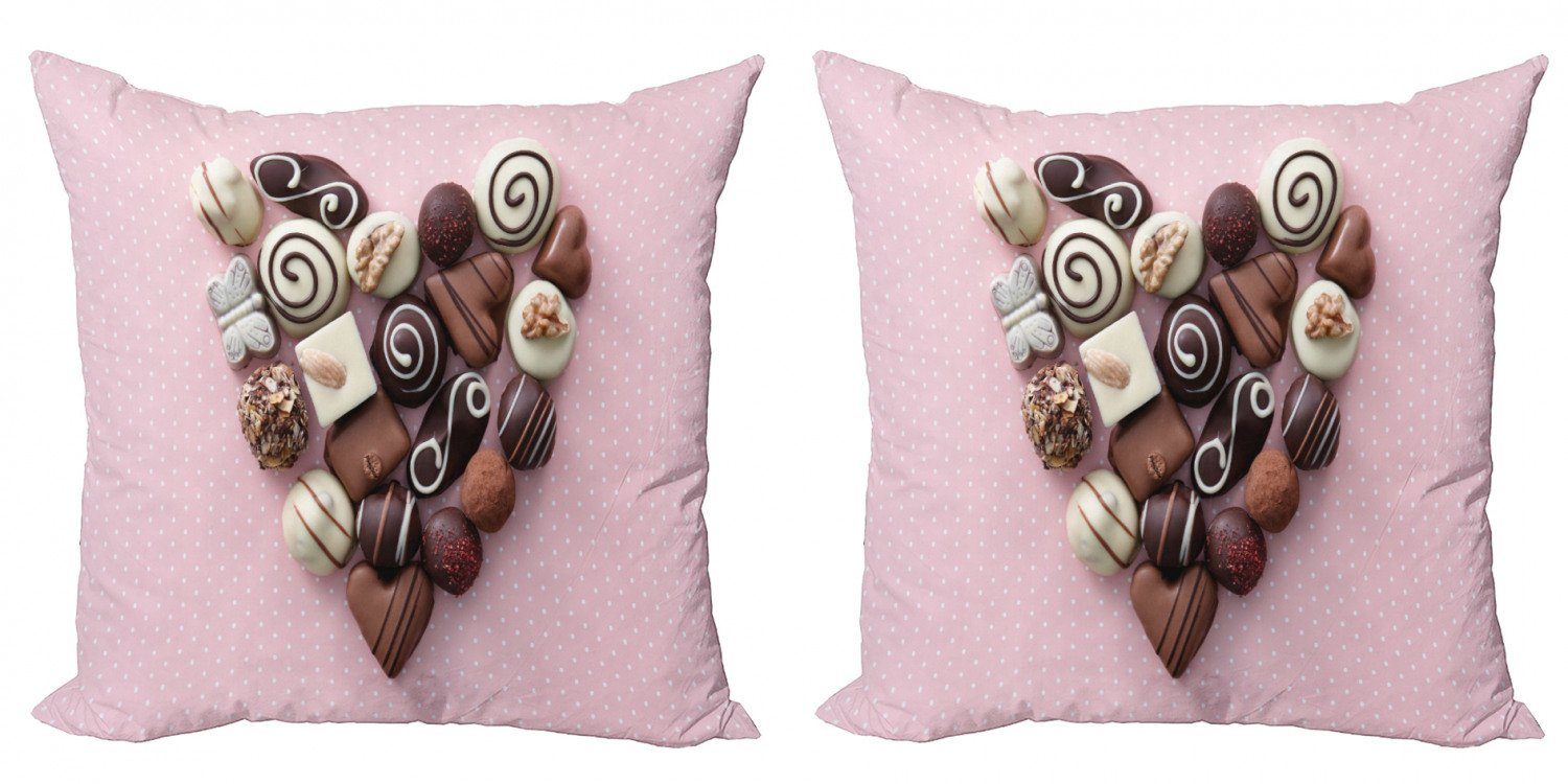Kissenbezüge Modern Accent Doppelseitiger Digitaldruck, Abakuhaus (2 Stück), Schokolade Süßigkeiten in einem Herzform