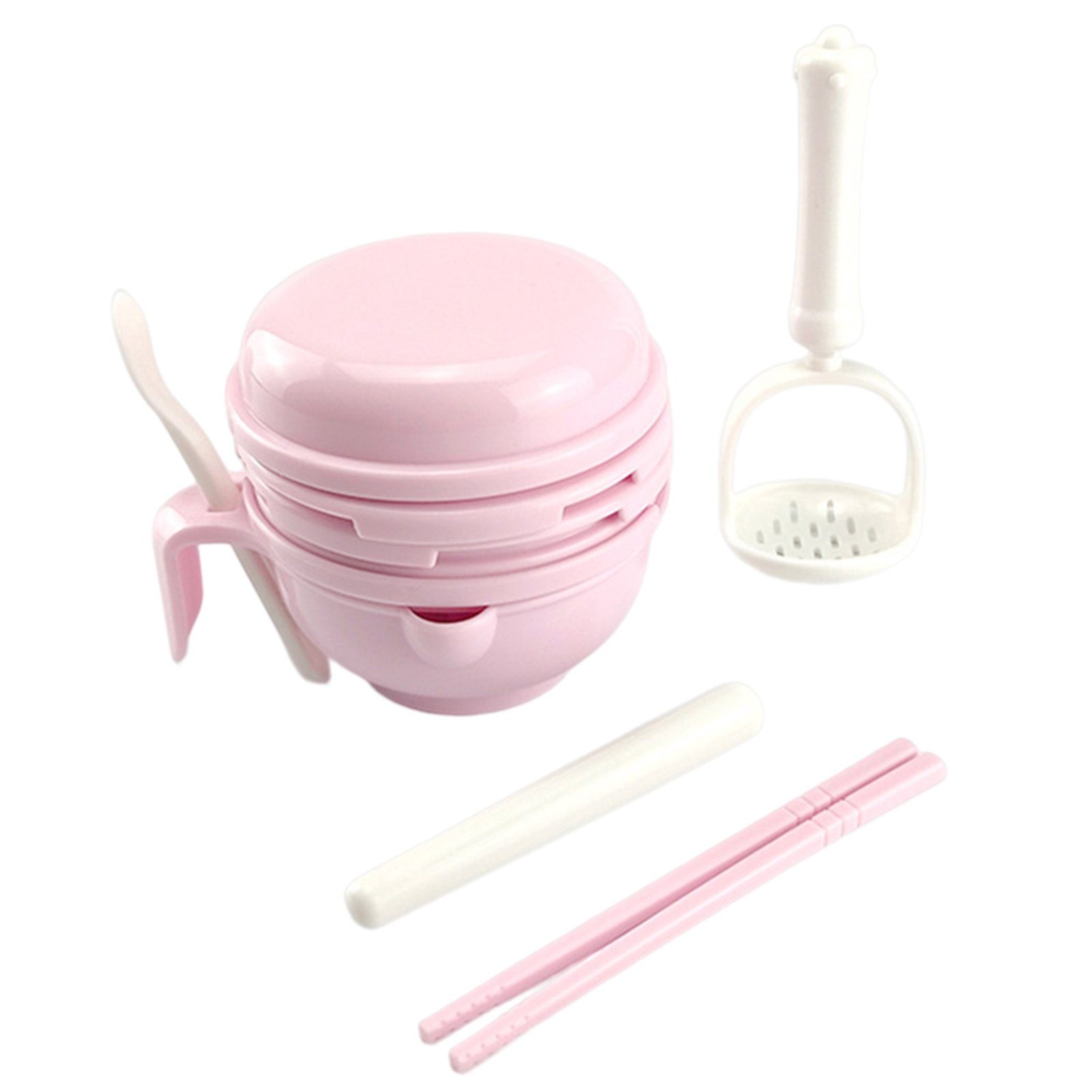 Blusmart Kindergeschirr-Set Babynahrungs-Mahlschüssel-Set, Professioneller pink Kindergeschirr