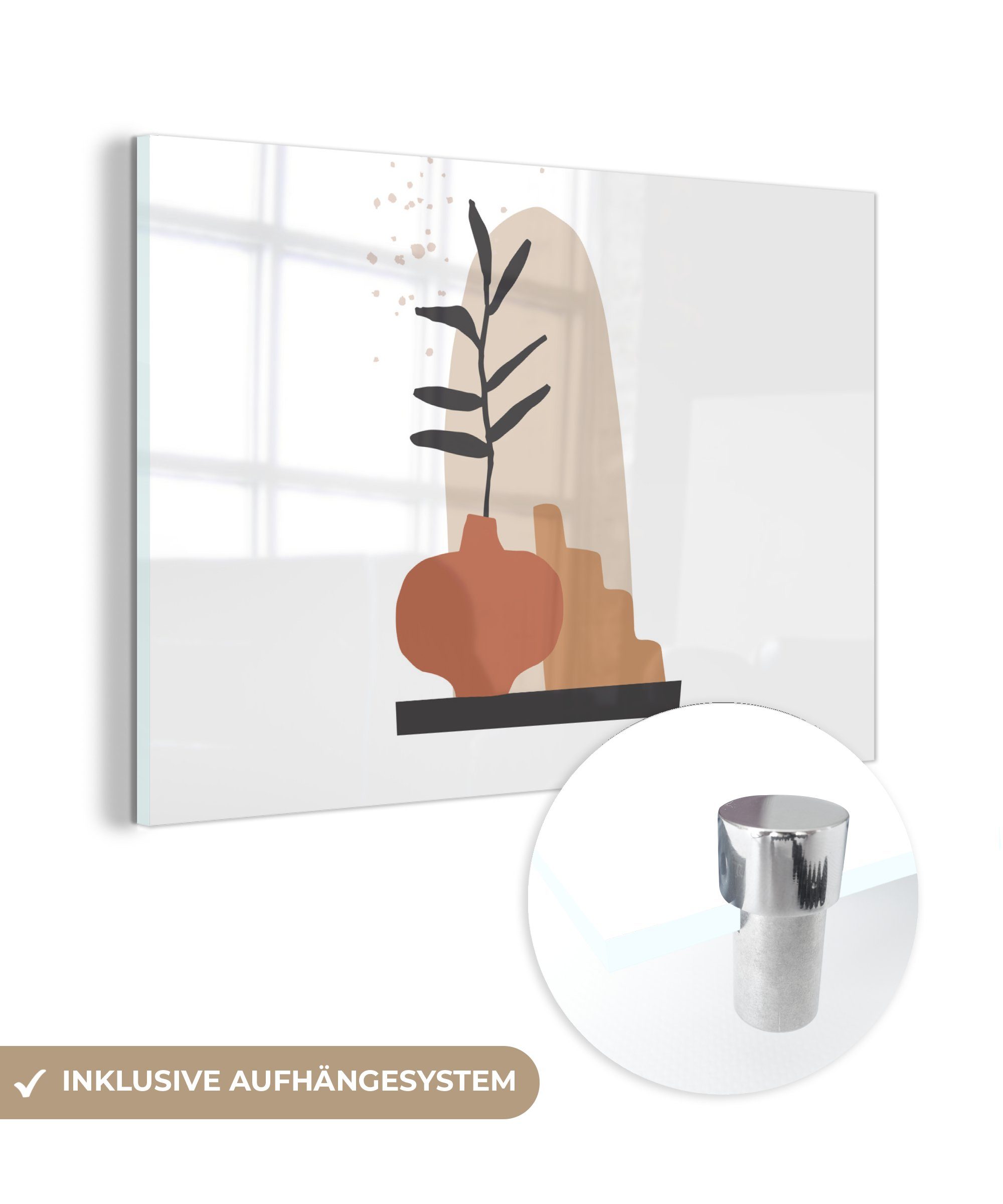 (1 St), Schlafzimmer & Grün Wohnzimmer - Weiß, - Acrylglasbild Pflanze - Acrylglasbilder MuchoWow Sommer