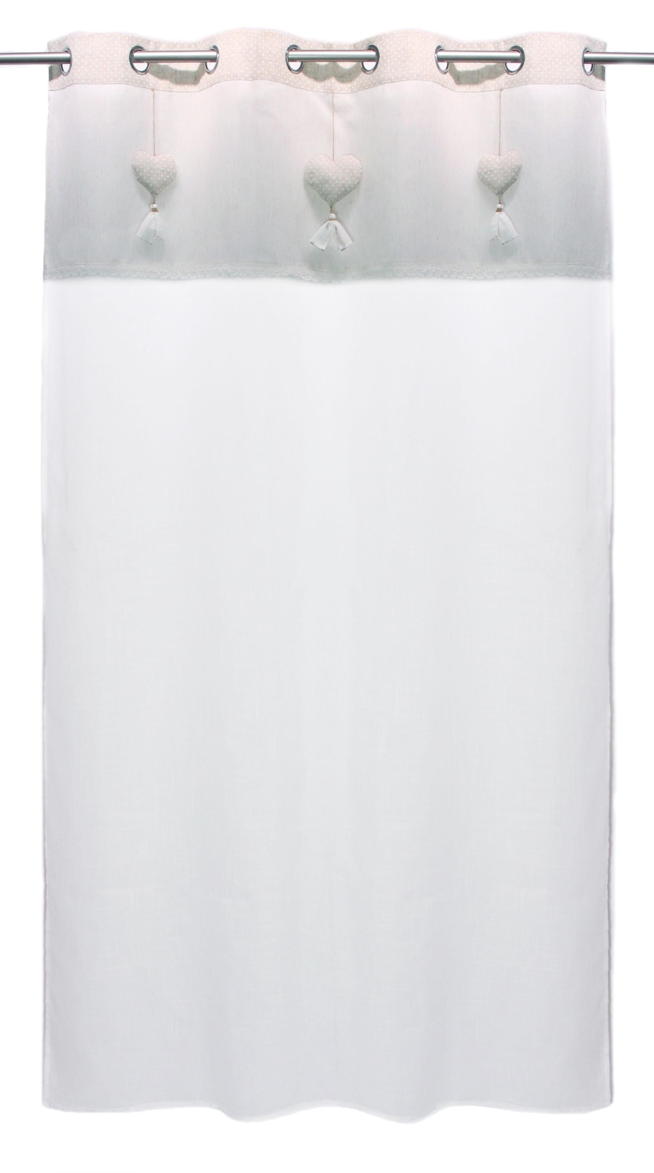 Frank Flechtwaren Vorhang Dekoschal Herzhänger 140x240cm creme Häkelborte