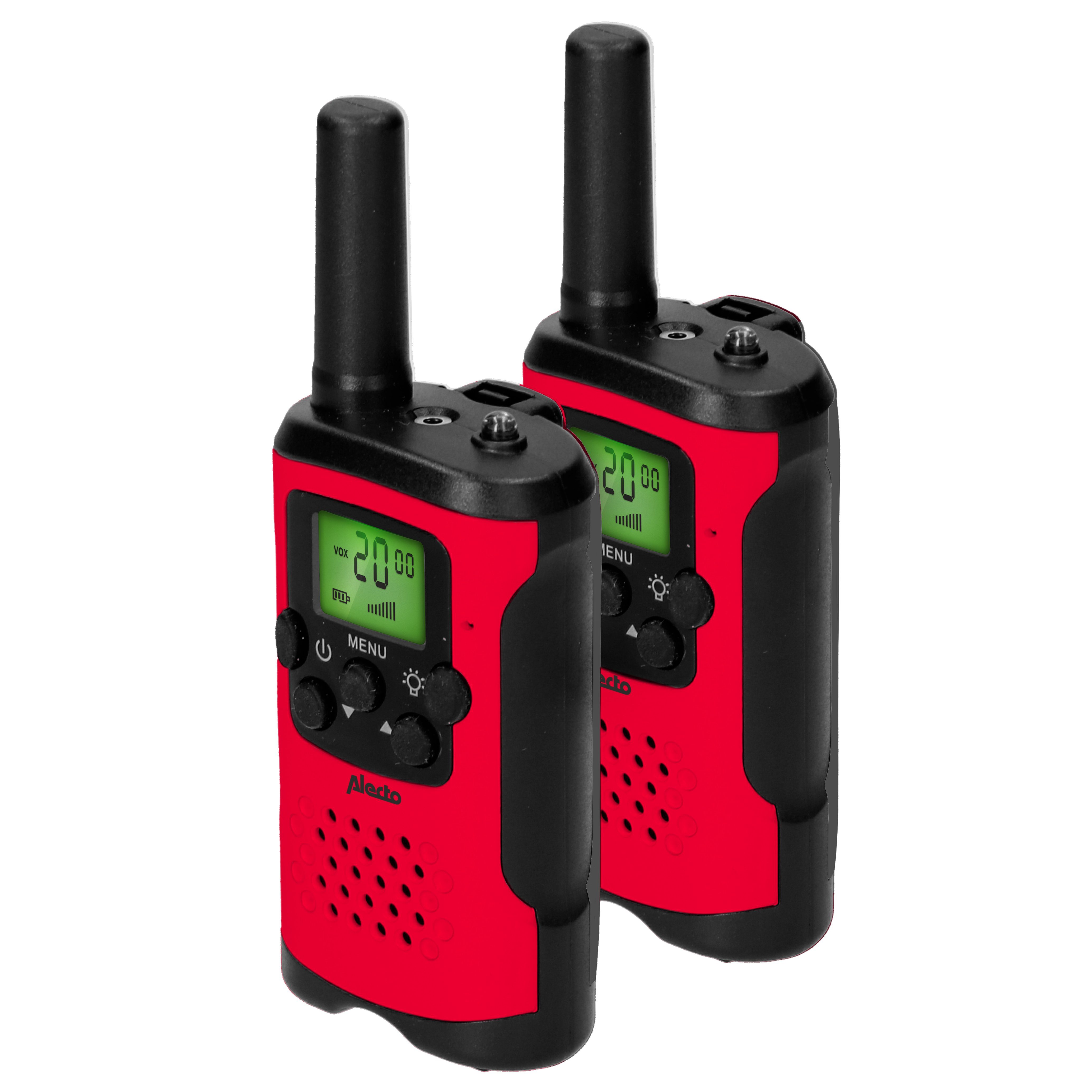 Alecto Walkie Talkie FR115RD, (Set, 2-St., 2er Set), 5km Reichweite, 24h Standby, Taschenlampe, 8 Kanäle, in 5 Farbsets