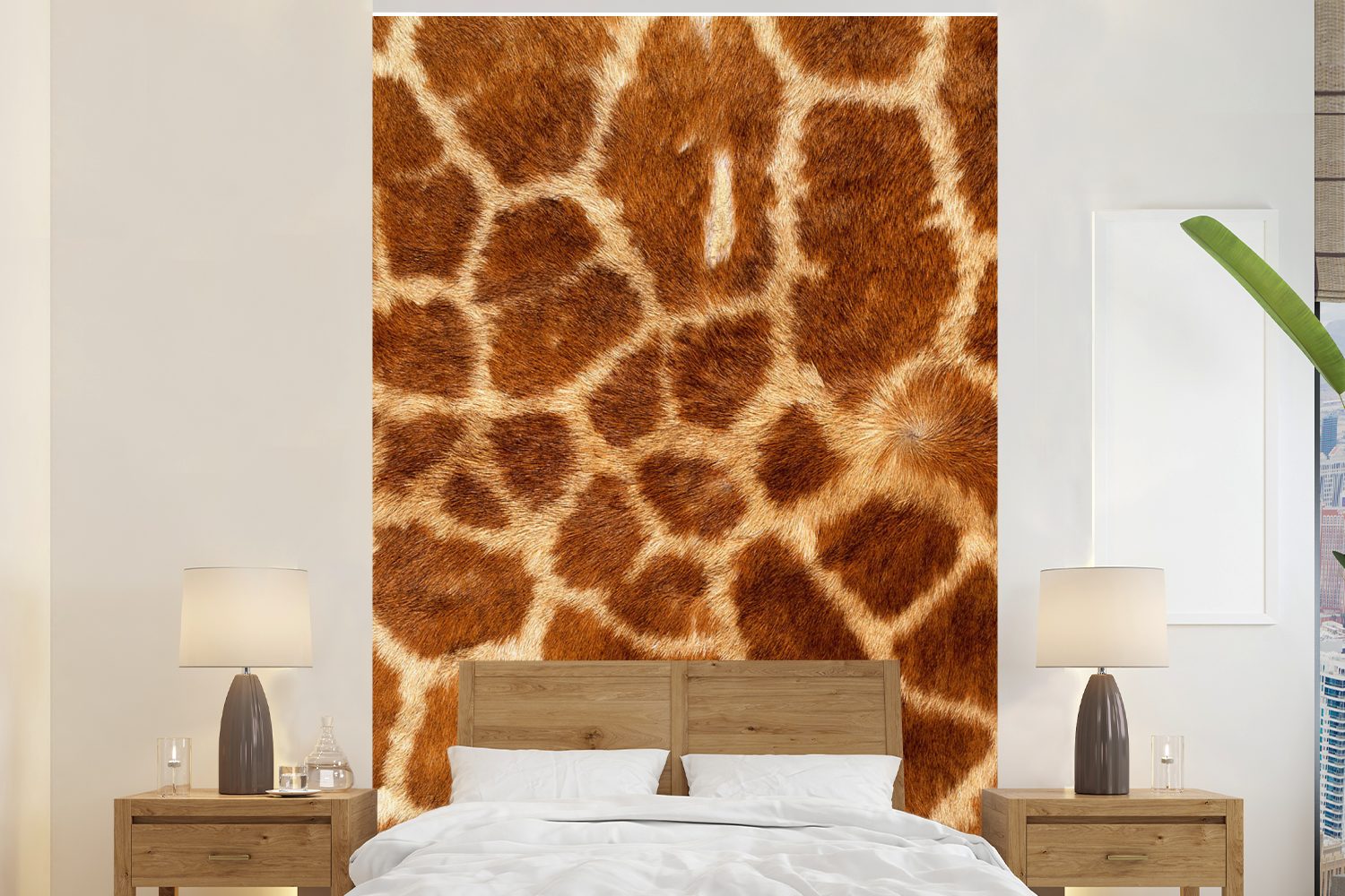 MuchoWow Fototapete Fell - Giraffe - Tiere, Matt, bedruckt, (3 St), Montagefertig Vinyl Tapete für Wohnzimmer, Wandtapete