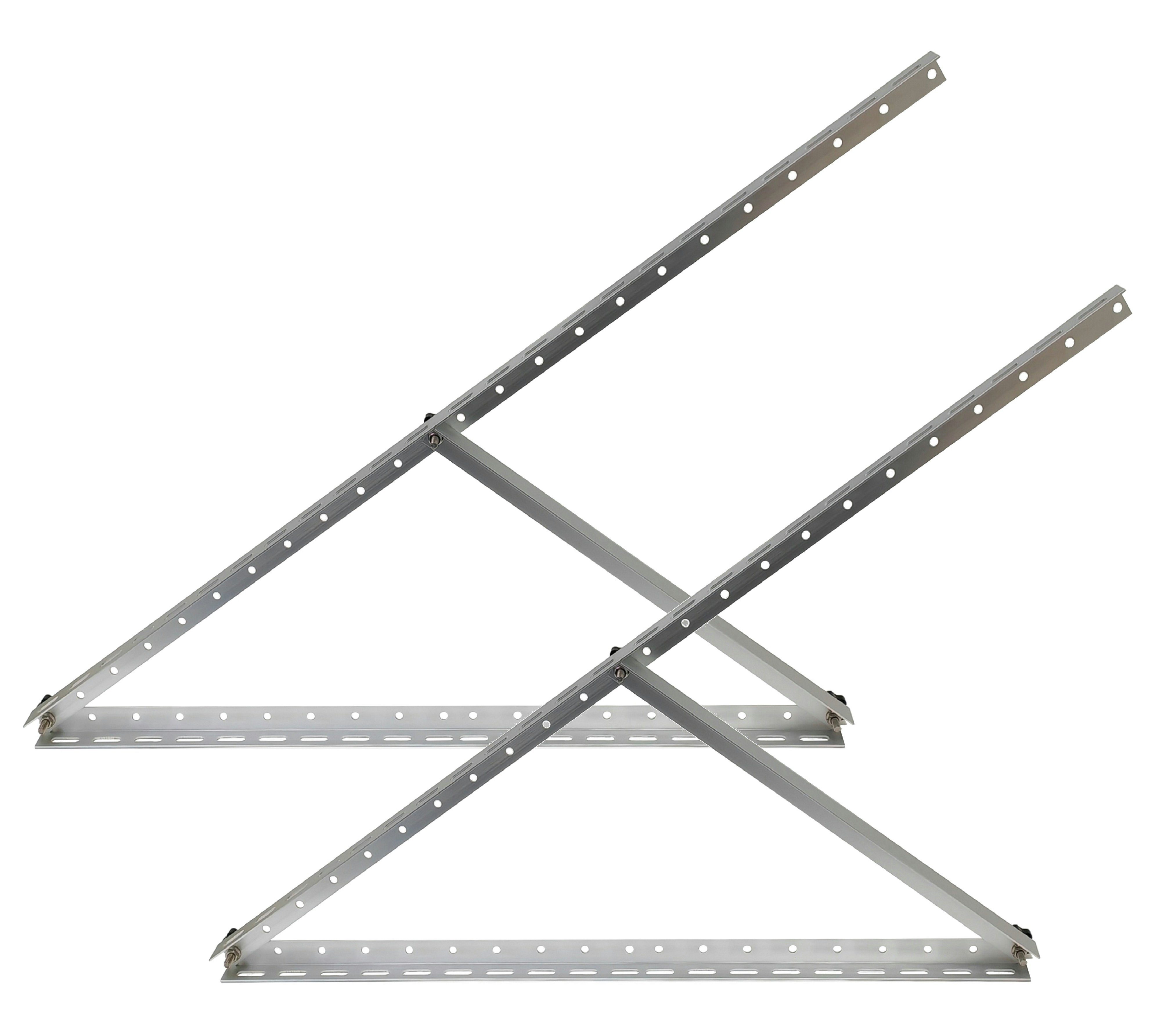TRANGO Solarmodul-Halterung, (ST-0002 Aluminium Solarpanel-Halter bis 120cm Modulbreite für Flachdach, Wand, Boden, Boot, Wohnmobil usw. – Universal-Aufstelle für Solarmodul von 100W bis 600W mit einstellbarem Neigungswinkel bis 45°, Solarpanel Befestigung, PV-Module senkrecht oder waagerecht montieren, Panel Befestigung)