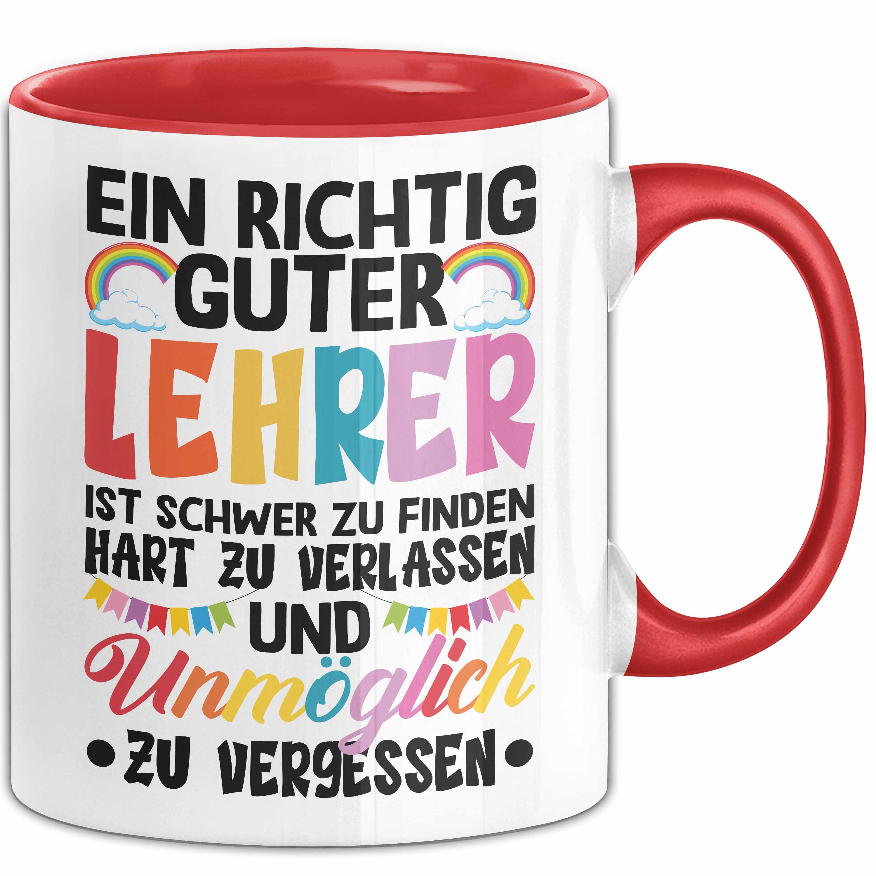 Trendation Tasse Lehrer Abschiedsgeschenk Tasse Bester Lehrer Abschied Geschenkidee Ein