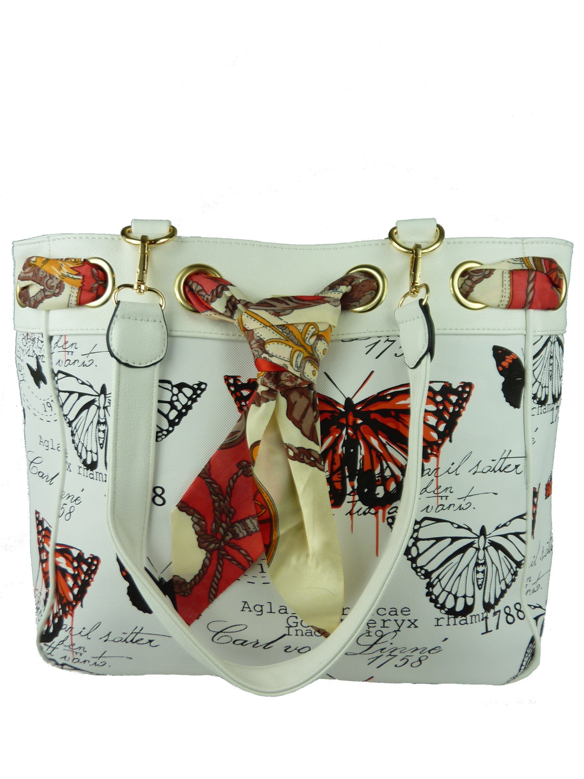 Taschen4life Shopper Damen Shoppertasche orange 5817, moderne casual im - Vintage Stil Schultertasche große Butterfly