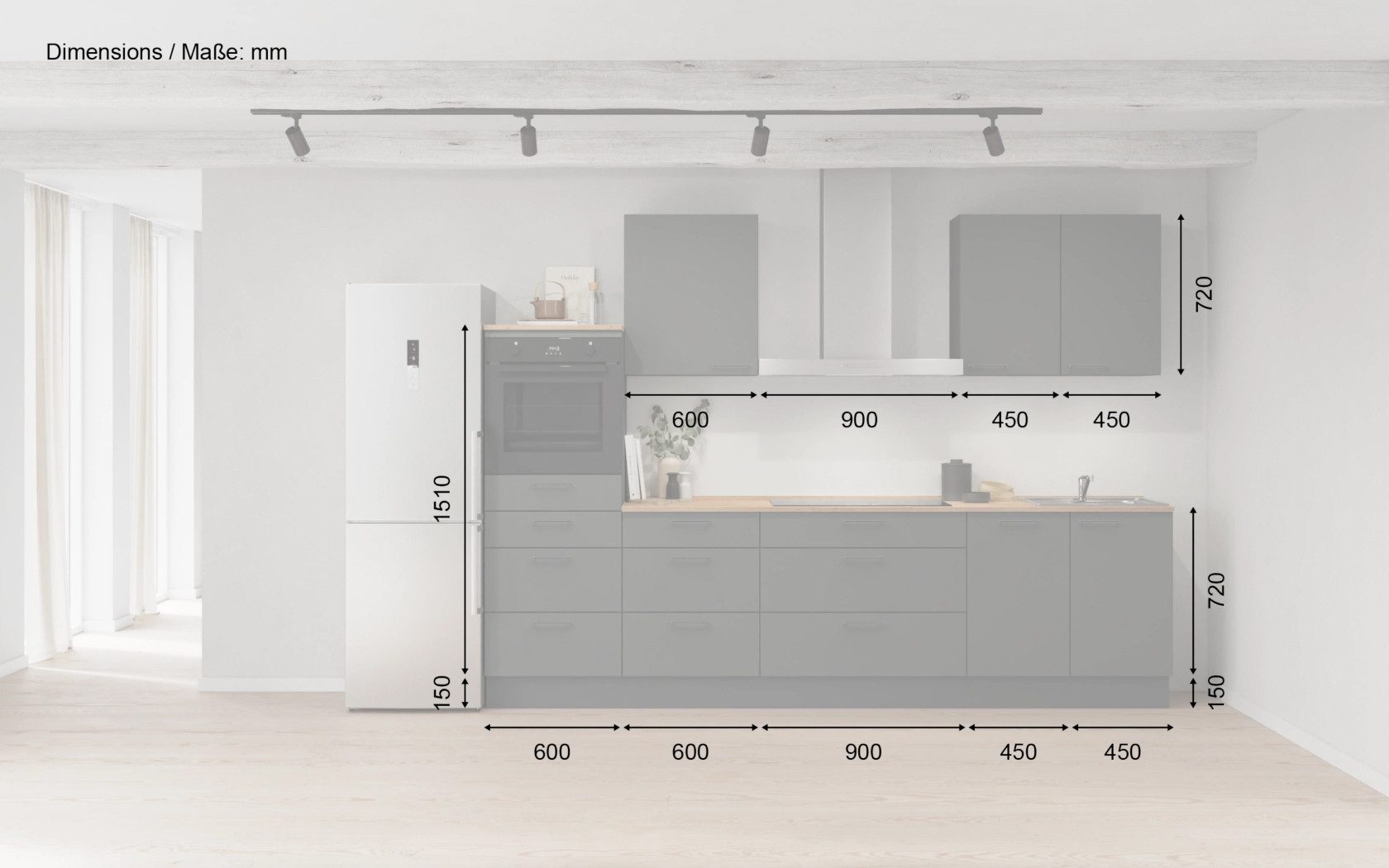 nobilia® Küchenzeile Salev, individuell anpassbar, gratis Küchenplanung mit Profis, (Breite 300 cm), vormontiert, wahlw. mit E-Geräten, inkl. Lieferung