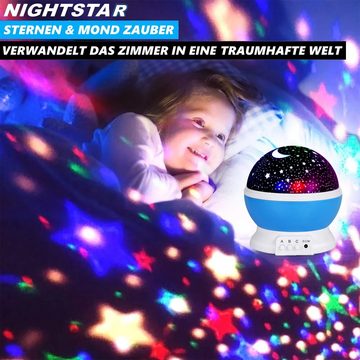 MAVURA LED-Sternenhimmel NIGHTSTAR Sternenhimmel Projektor Kinder Nachtlicht Baby, Sternenlicht 360° Rotation LED 8 Farbig Galaxy Lampe