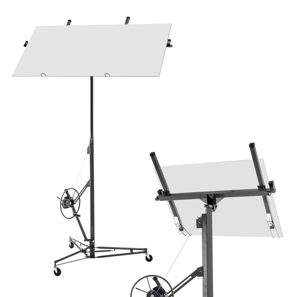 BBG Plattenheber Gipskarton-Plattenheber faltbar bis 68 kg, 140–470 cm höhenverstellbar, max. 68 kg Traglast, Deckenmontage Hilfe, -], 60° neigbar, Trockenbau Lift mit Rollen & Feststellbremse