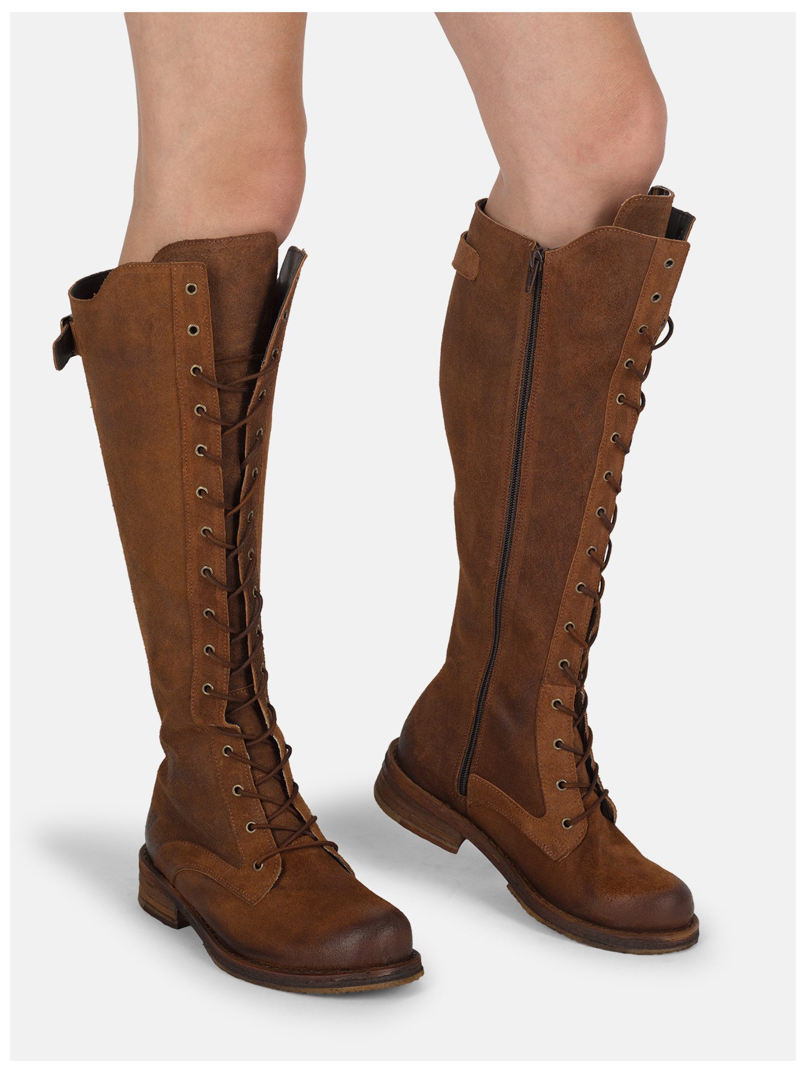 Felmini Wide Fit Stiefel Leder . Schnürstiefel