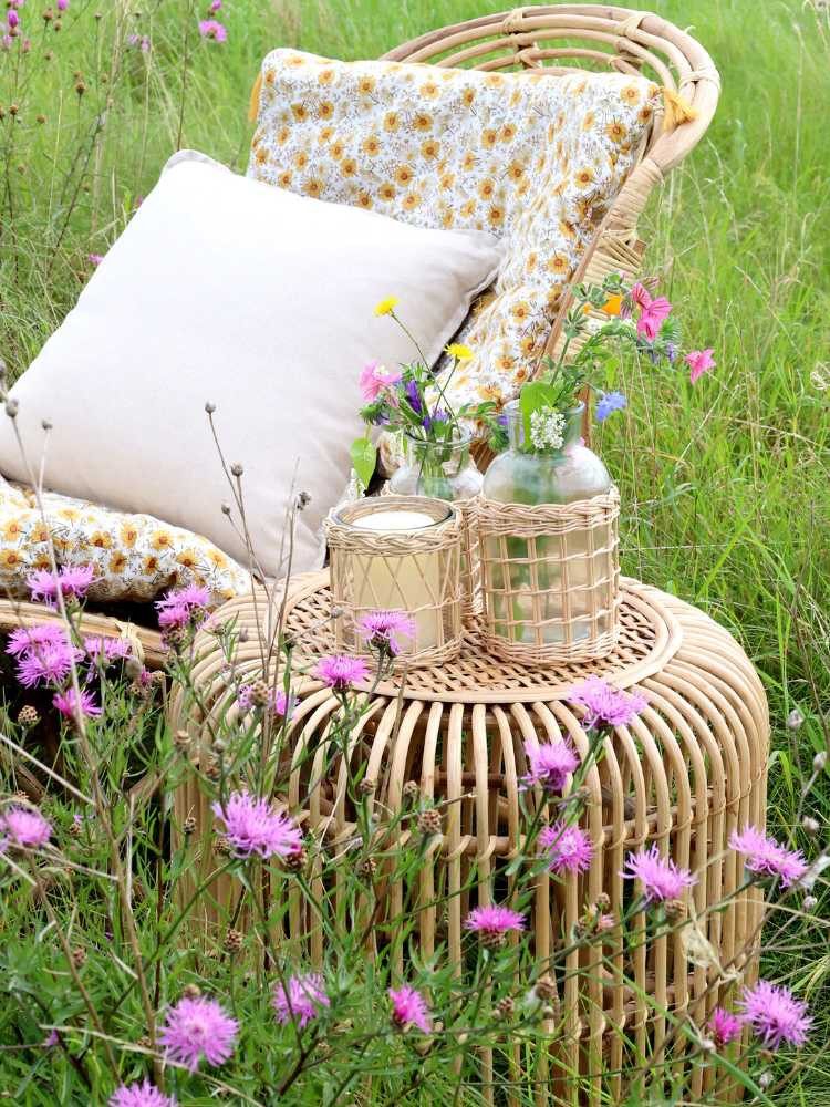 Chic Antique Beistelltisch Chic Antique LOUNGE TISCH Rattan Rund 50 cm