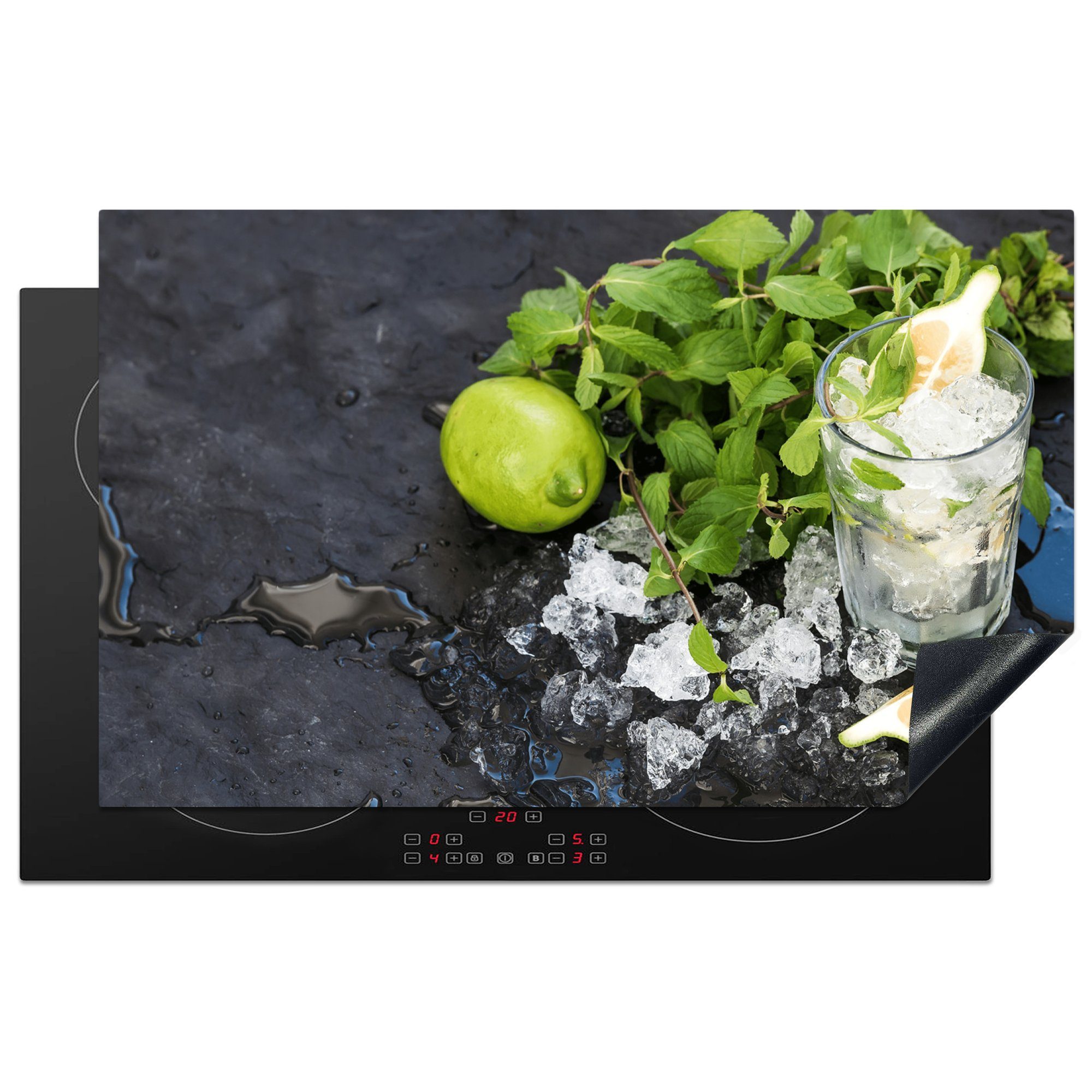 MuchoWow Herdblende-/Abdeckplatte Induktionsschutz - Glas - Mojito - Induktionsmatte - Obst, Vinyl, (1 tlg), 83x51 cm, Ceranfeldabdeckung, Arbeitsplatte für küche