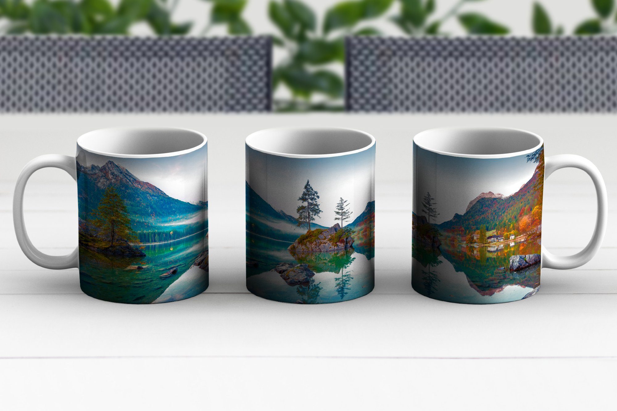 MuchoWow Tasse Berge - Teetasse, Keramik, See Teetasse, - Bäume Wasser, Becher, Kaffeetassen, - Natur - Geschenk