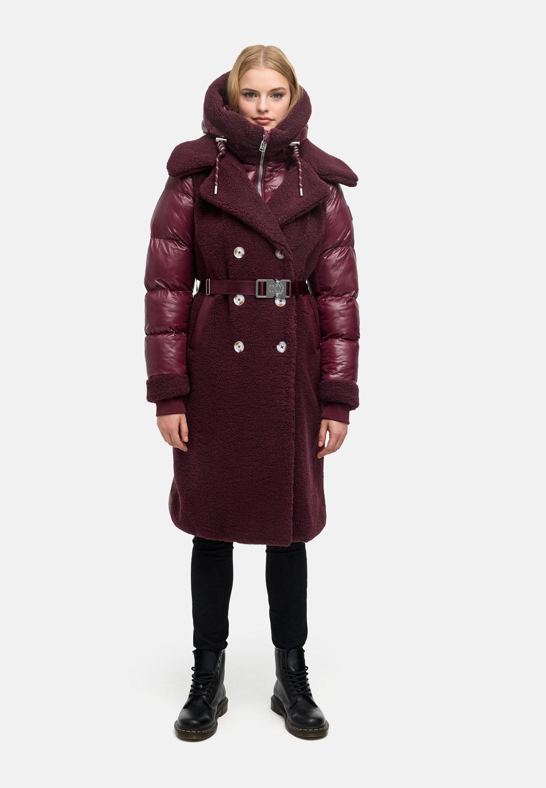 Navahoo Wintermantel Kuscheltraum 14 Modischer Damen Plüschmantel aus angesagtem Materialmix – Bild 4 von 5