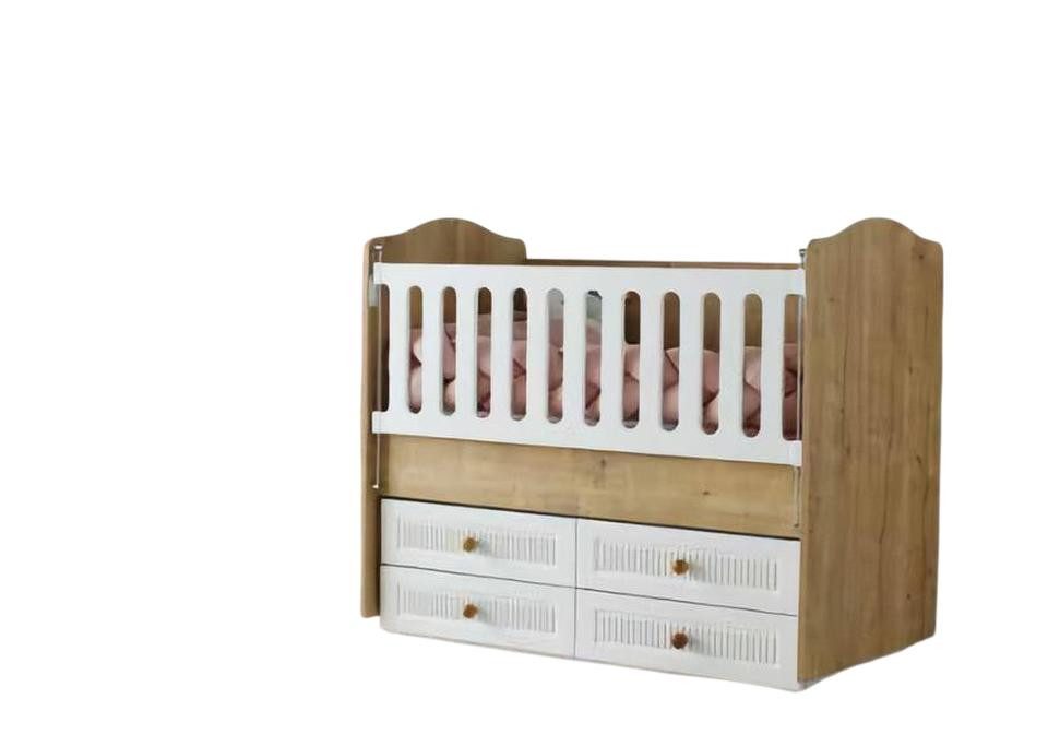 JVmoebel Babybett Babybett Elegant in Holzoptik mit Schubladen - Modernes Design, 4-tlg., Made in Europe