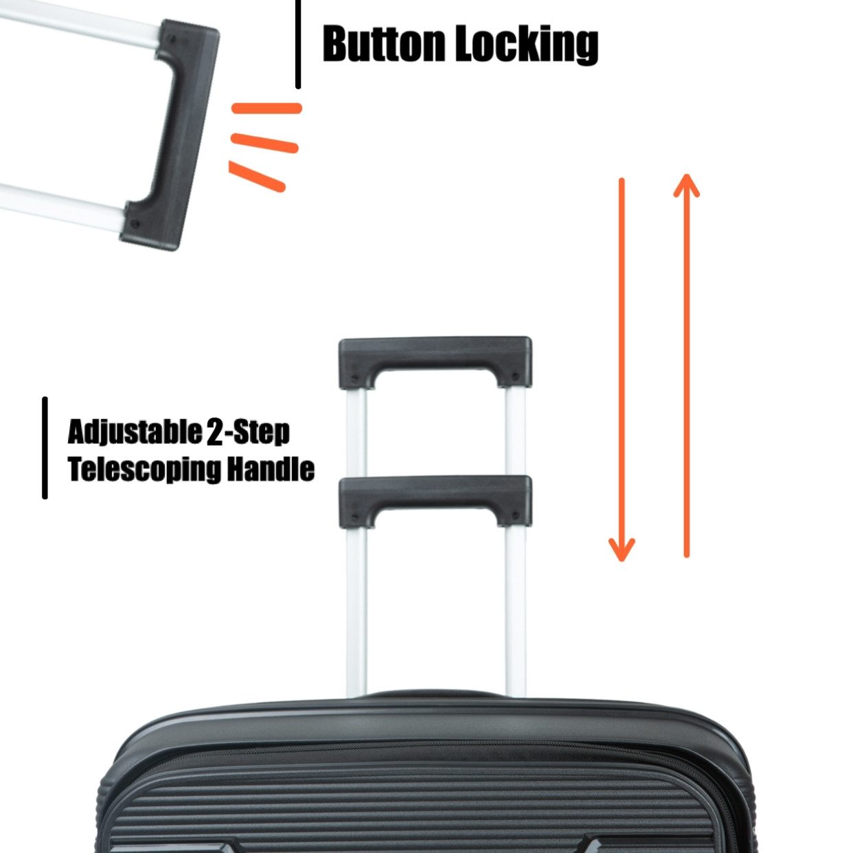 Super Solu Hartschalen-Trolley Erweiterbarer Hartschalenkoffer, Frontöffnung Reisekoffer aus PP, 4 Rollen, 360° Doppelrollen, L/24 Zoll, Schwarz, TSA-Zahlenschl – Bild 5 von 5