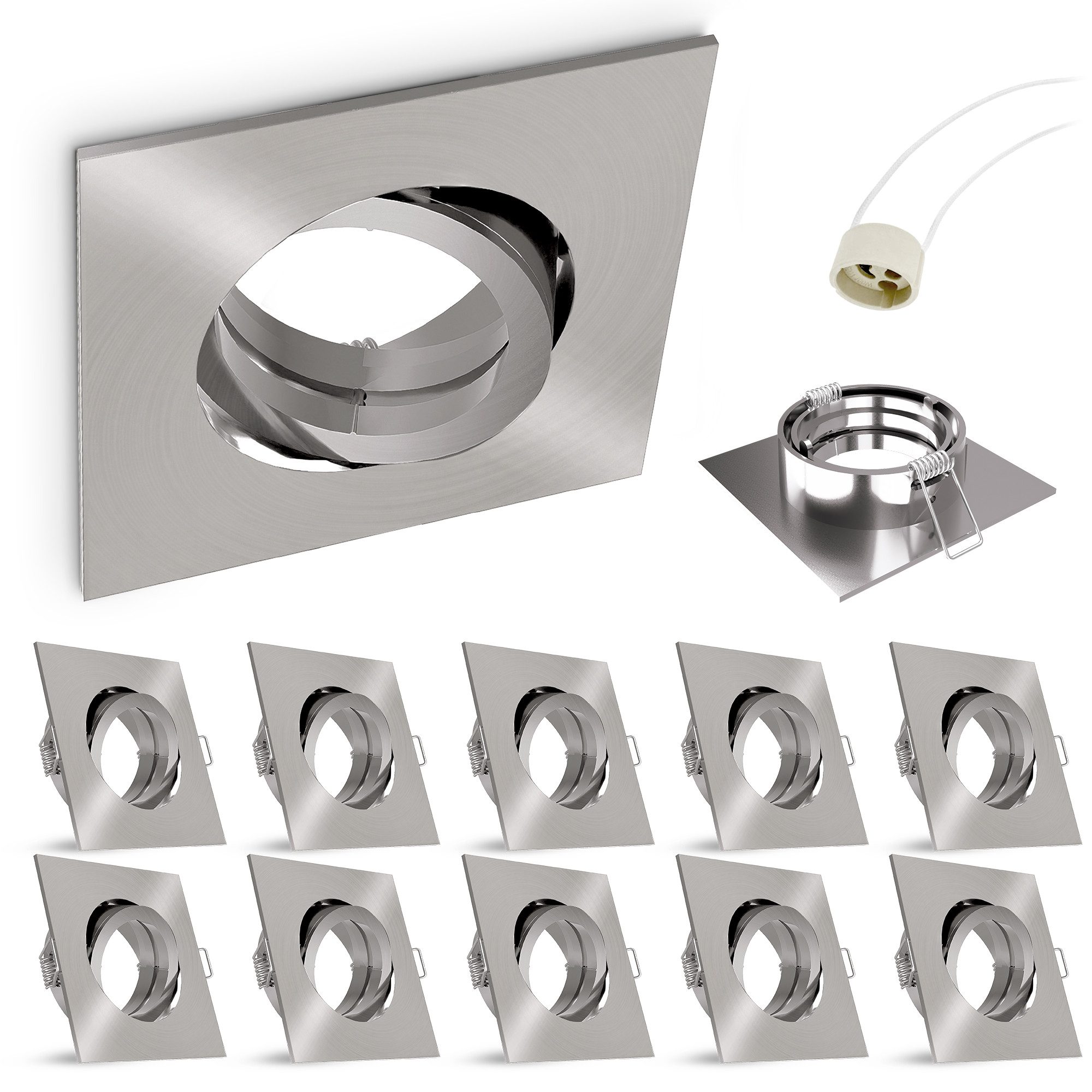 linovum LED Einbaustrahler 10x Einbaustrahler Rahmen schwenkbar für GU10 Einbaurahmen Deckenlampe