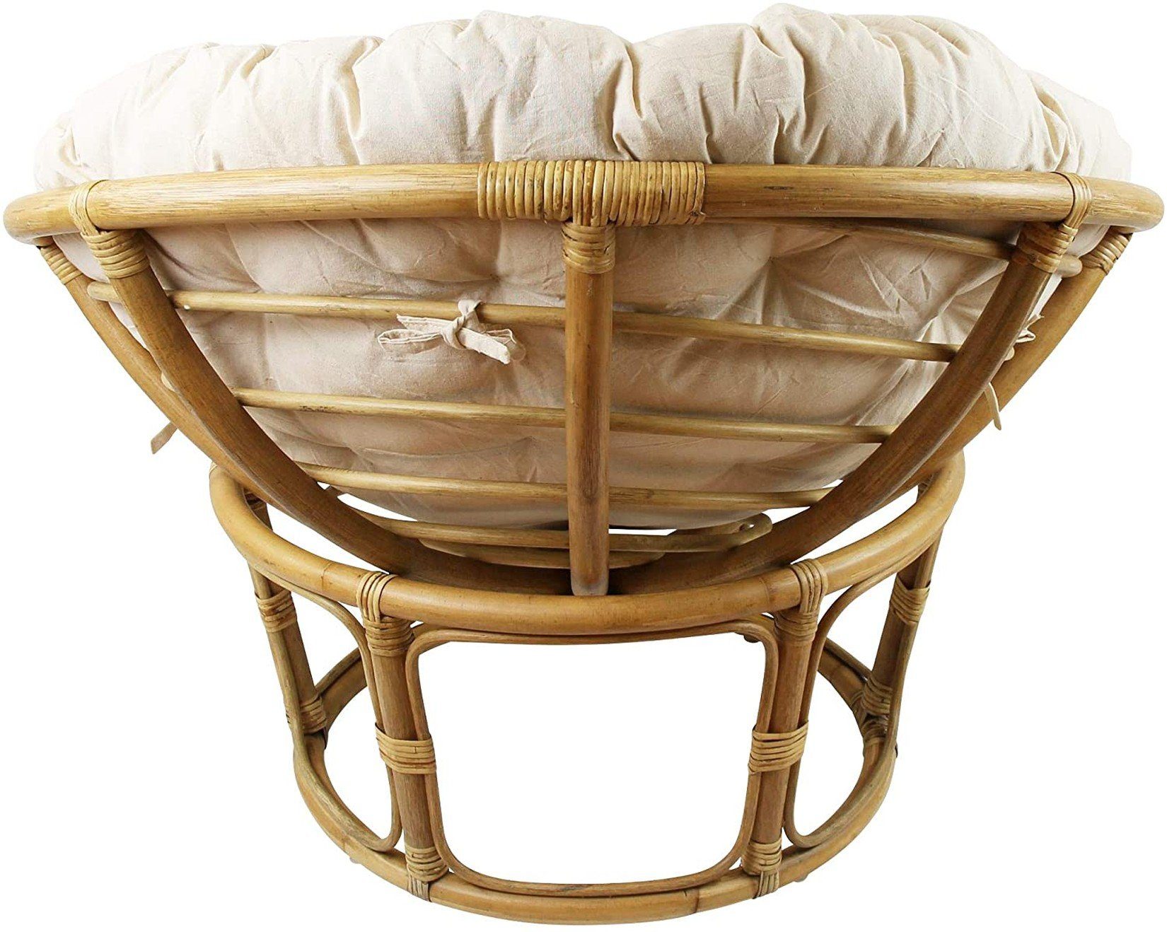 Dekoleidenschaft Relaxsessel Papasansessel aus Rattan, inkl. Kissen aus Baumwolle, beige, Korbsessel, Liegesessel, Clubsessel, Rattansessel – Bild 4 von 5