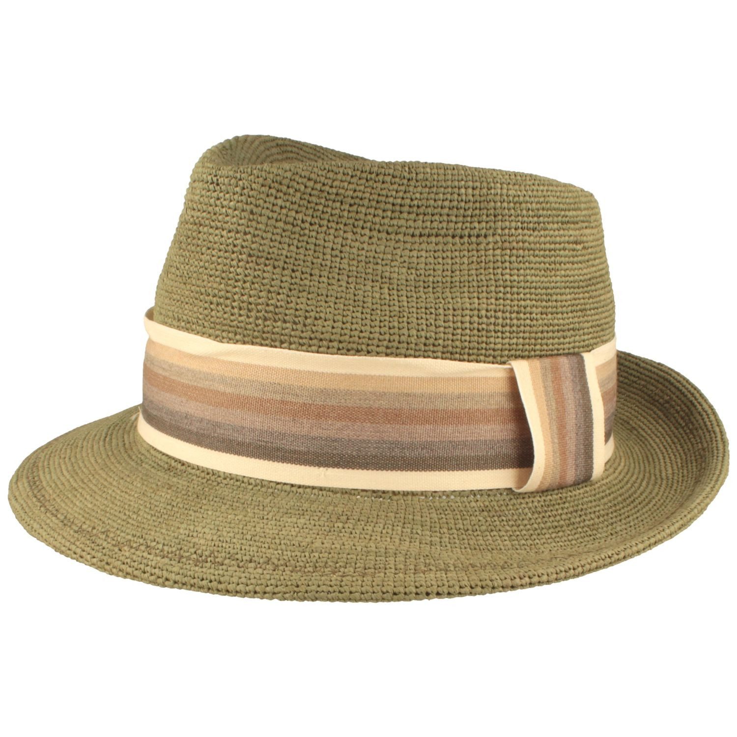 Fiebig Strohhut Modischer Trilby aus feinem Raffia Stroh mit breitem Ripsband